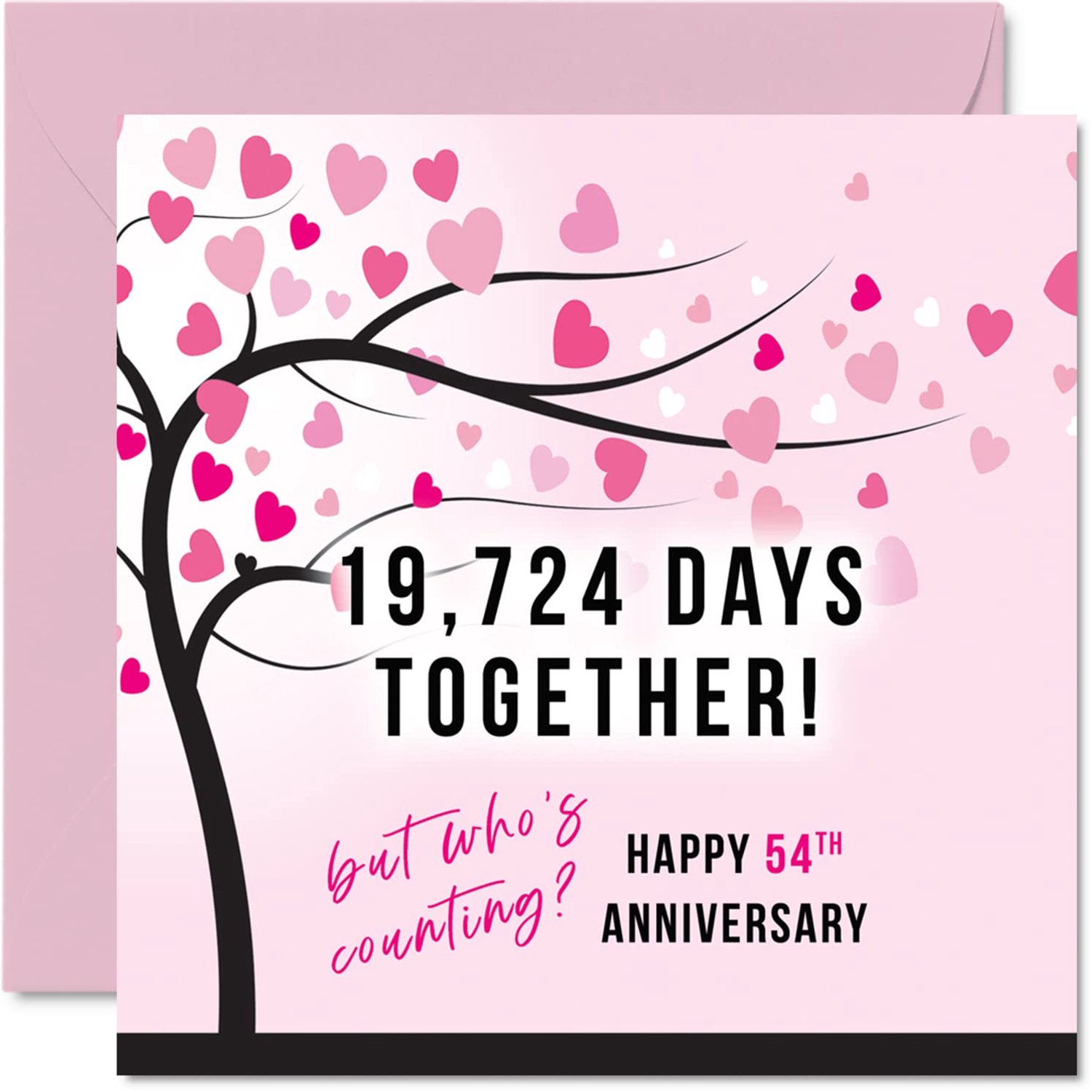 Grappige 54-jarig jubileumkaart voor vrouw of echtgenoot - 19724 dagen samen - I Love You cadeaus, Happy 54th Wedding Anniversary Cards for Partner, 1
