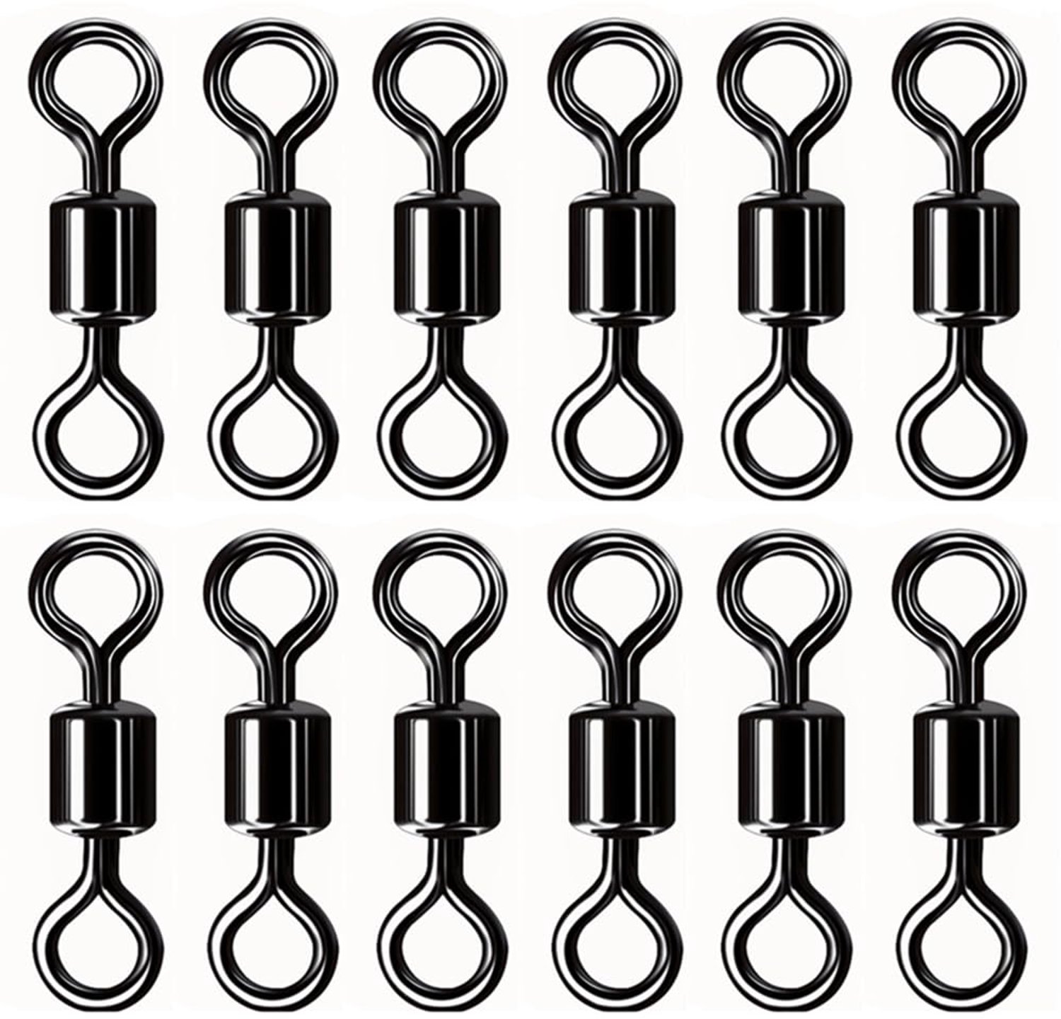 TopHomer 100 Stks Rolling Vissen Swivels Hoge Sterkte Zwart Vat Swivel Connector Vissen Connectors voor Zoutwater - ShopVlot