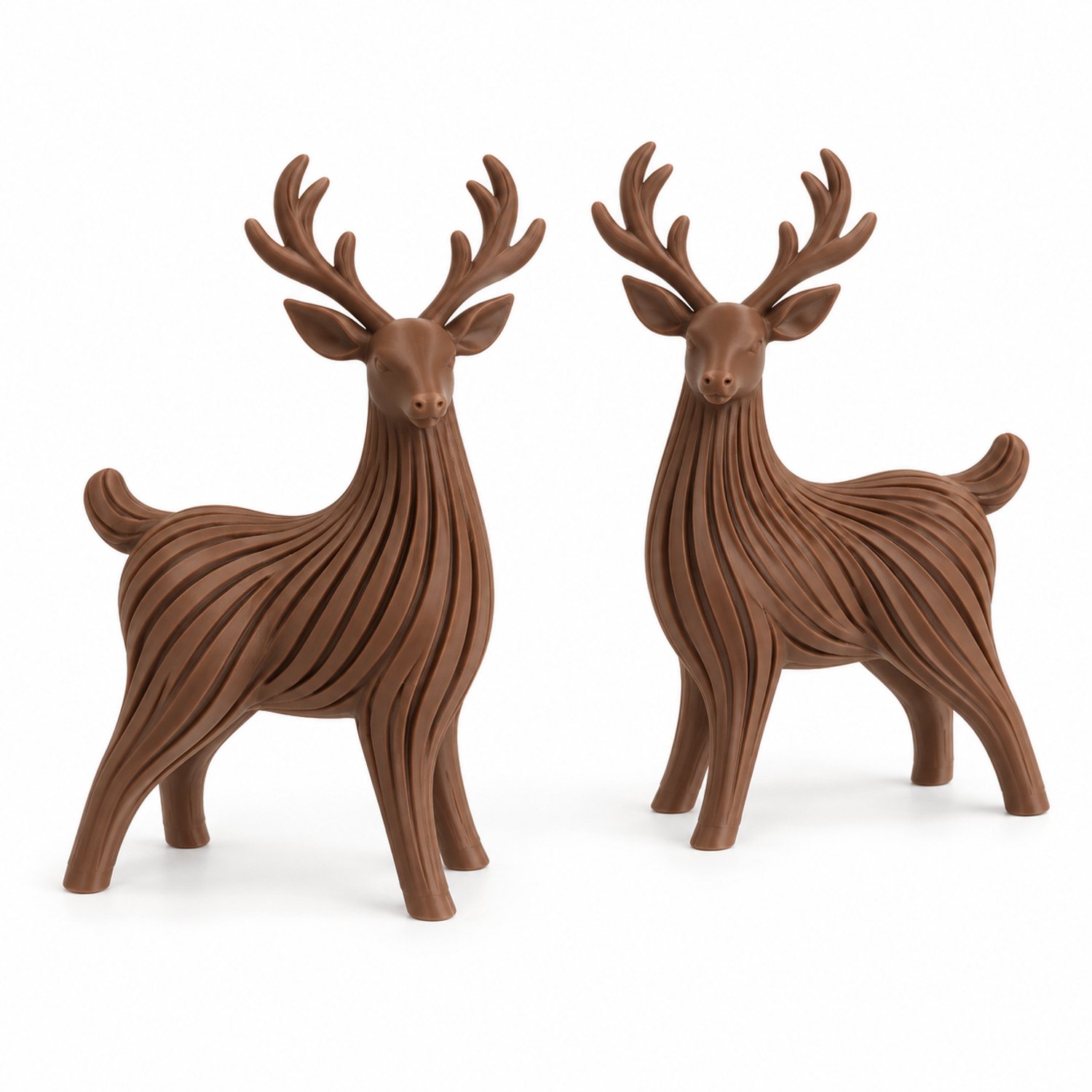 Tbeloo Hertenbeeldjes – Set van 2 – Woondecoratie – Chocoladebruin – 10 x 5,5 cm