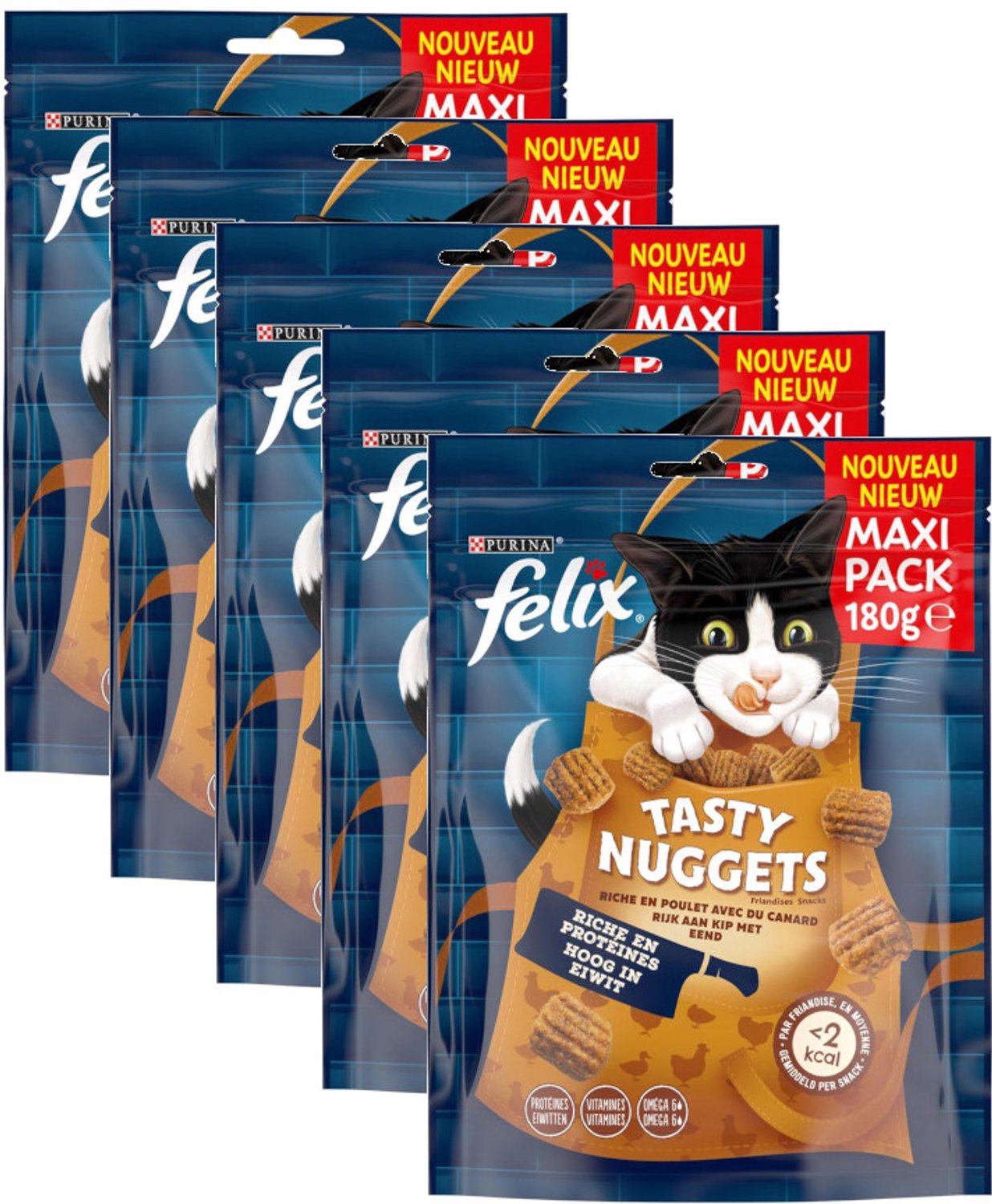 Felix Tasty Nuggets - Multipack - Kattensnacks - 900g (5x180g)