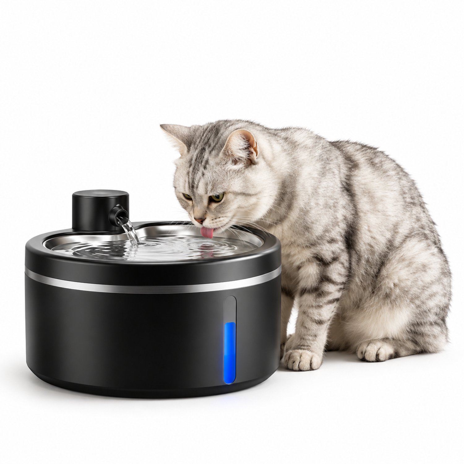 Marqs Kattenfontein - Drinkfontein kat - Waterfontein - 2.5 Liter - Katten - RVS - Bewegingssensor - 2x Filter - Incl. batterij