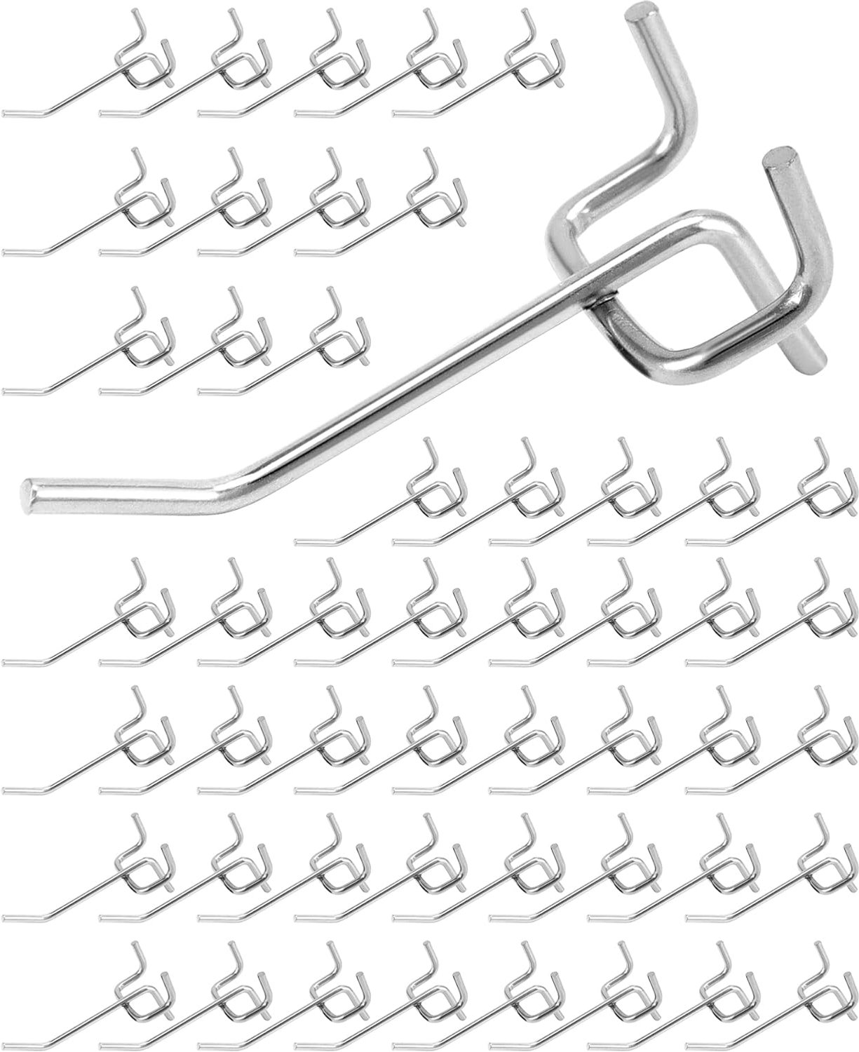 SnelShoppen - 50x Hangende Pegboard Haakjes 7cm - Sterke RVS Gereedschap Wall Hooks voor Opbergsystemen, Display en Organisatie