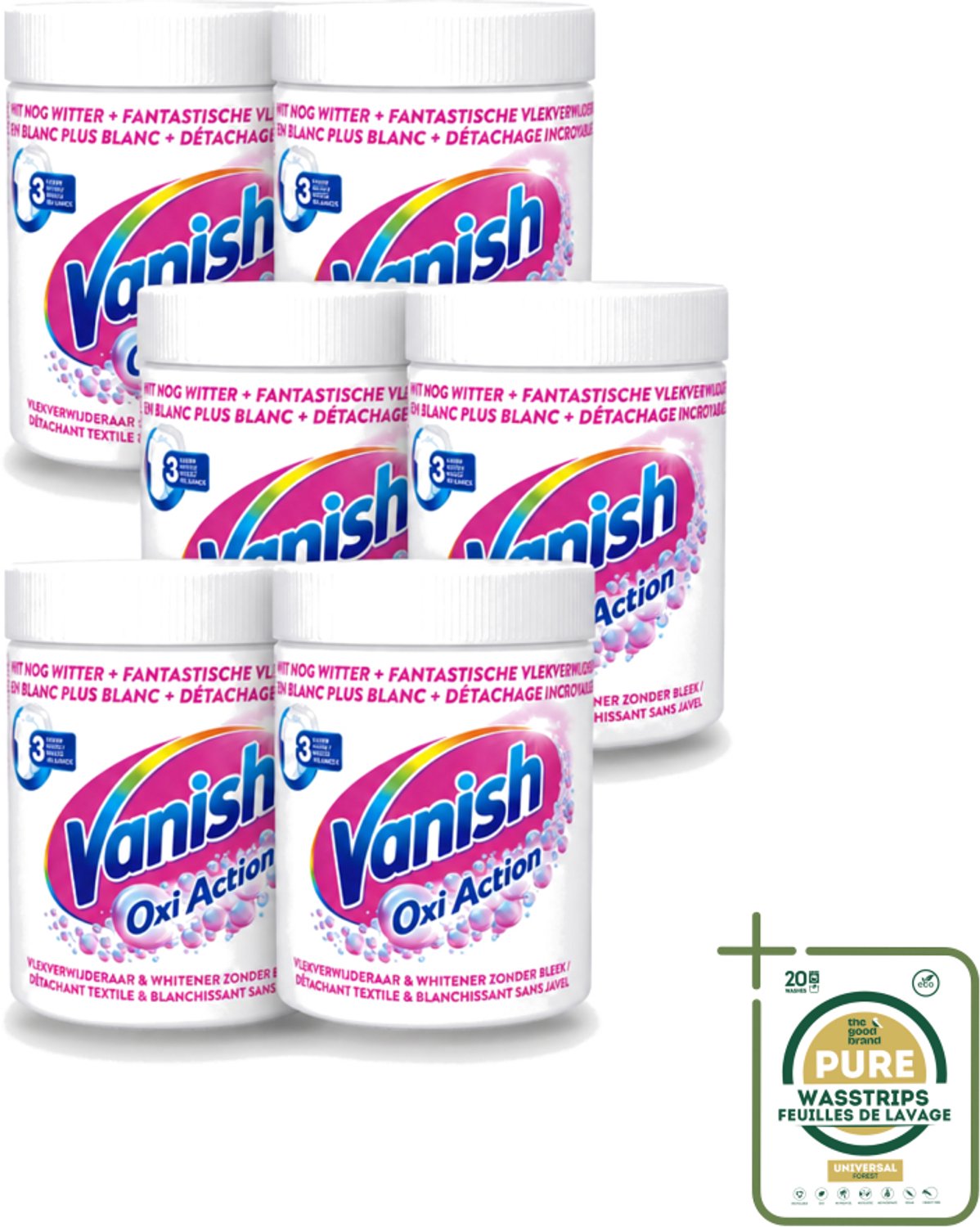 6 x Vanish Oxi Action - Vlekkenverwijderaar Poeder - Zonder Bleek - Witte Was - 550 Gram - Wasstrips - Witte Was - Vlekkenverwijderaar - Witte Kleding - Vlekkenverwijderen - Wasmiddel