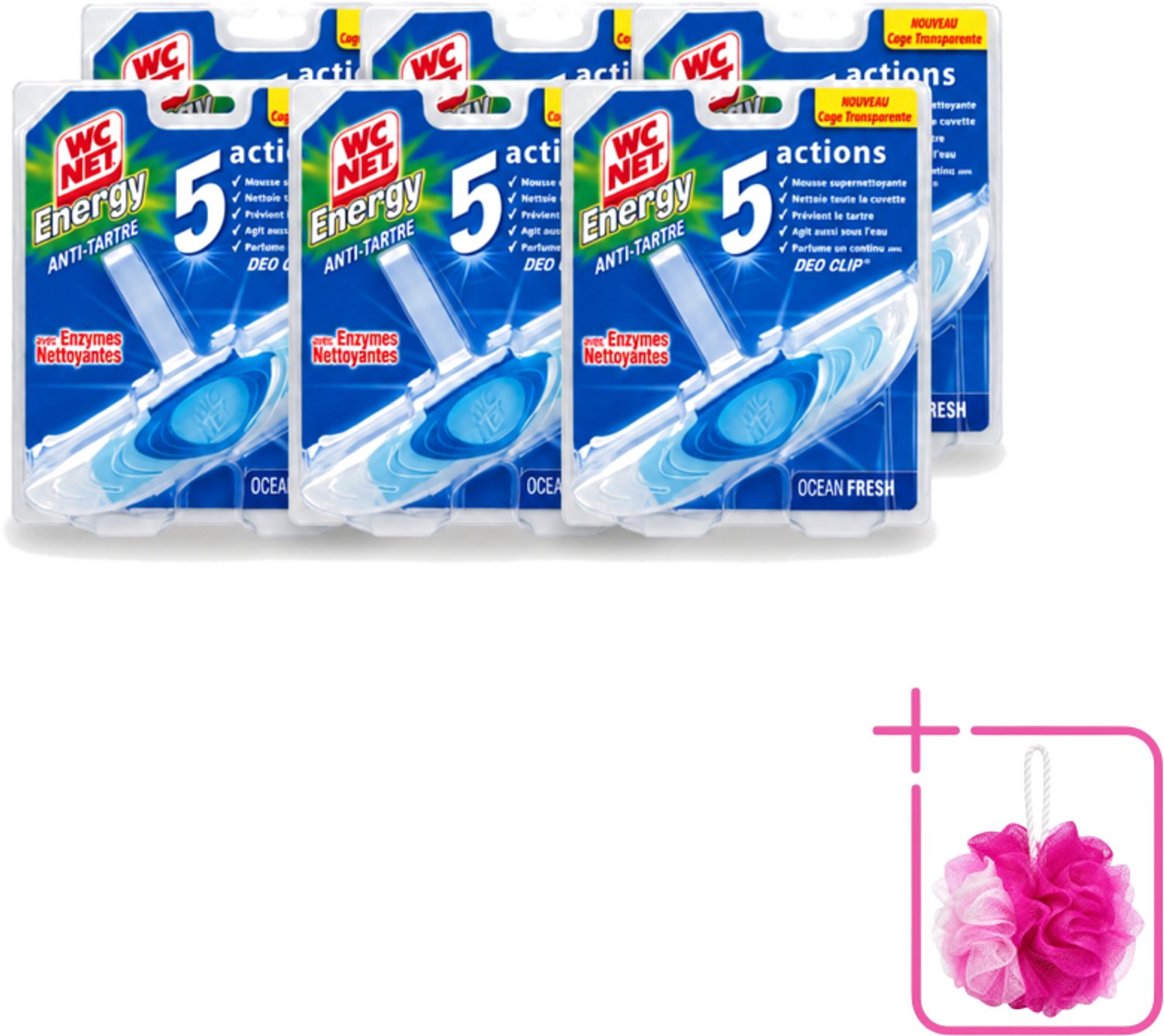 6 x WC Net - Toiletblok - Ocean Fresh - 1 Blokje - Bulkverpakking - WC net - Douchemop - Toilet net