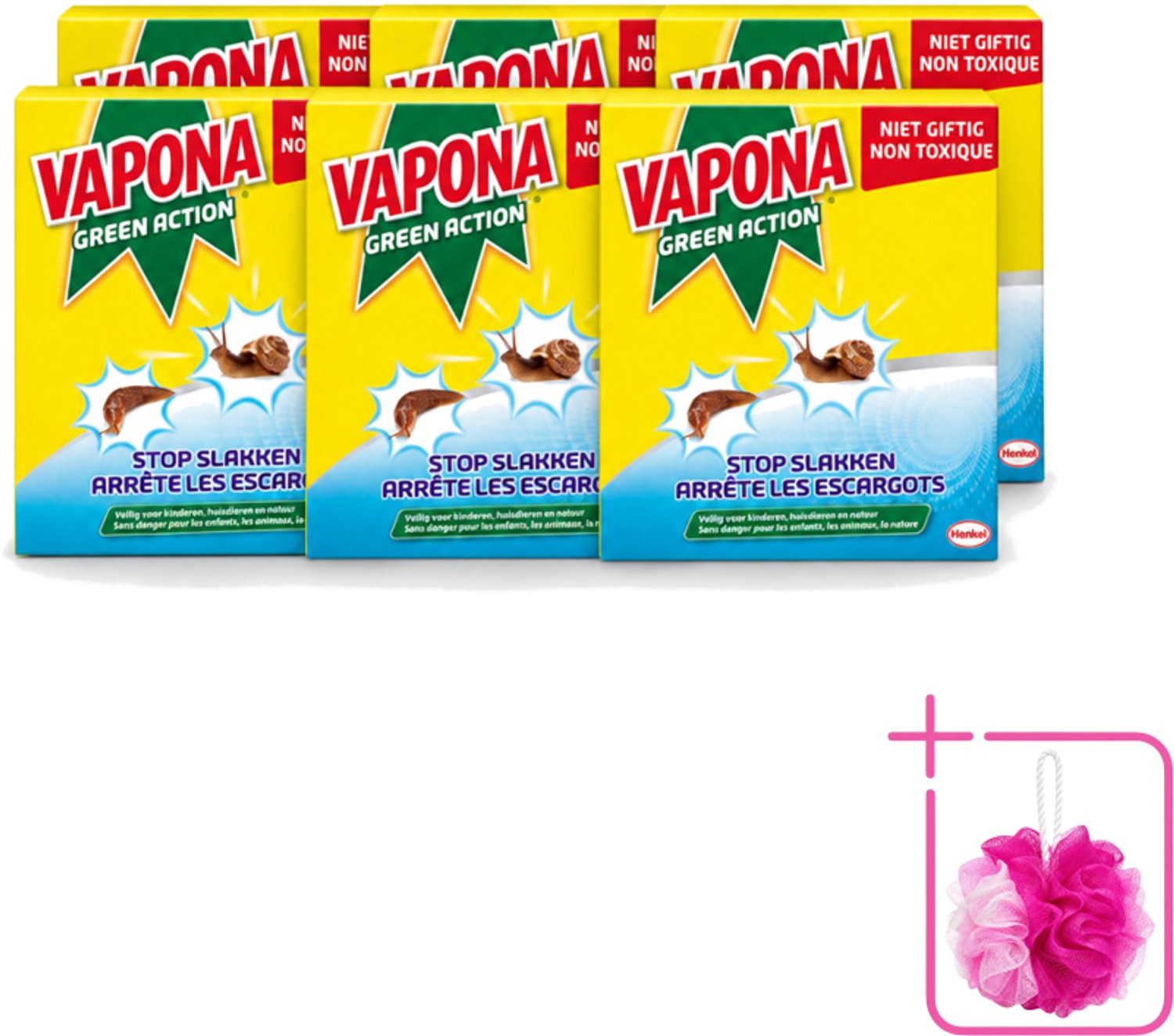 6 x Vapona - Slakkenkorrels - Green Action - Natuurlijk, Kind- & Diervriendelijk - 500g - Bulkverpakking - Anti-slakken korrels - Douchemop - Slakken bestrijding
