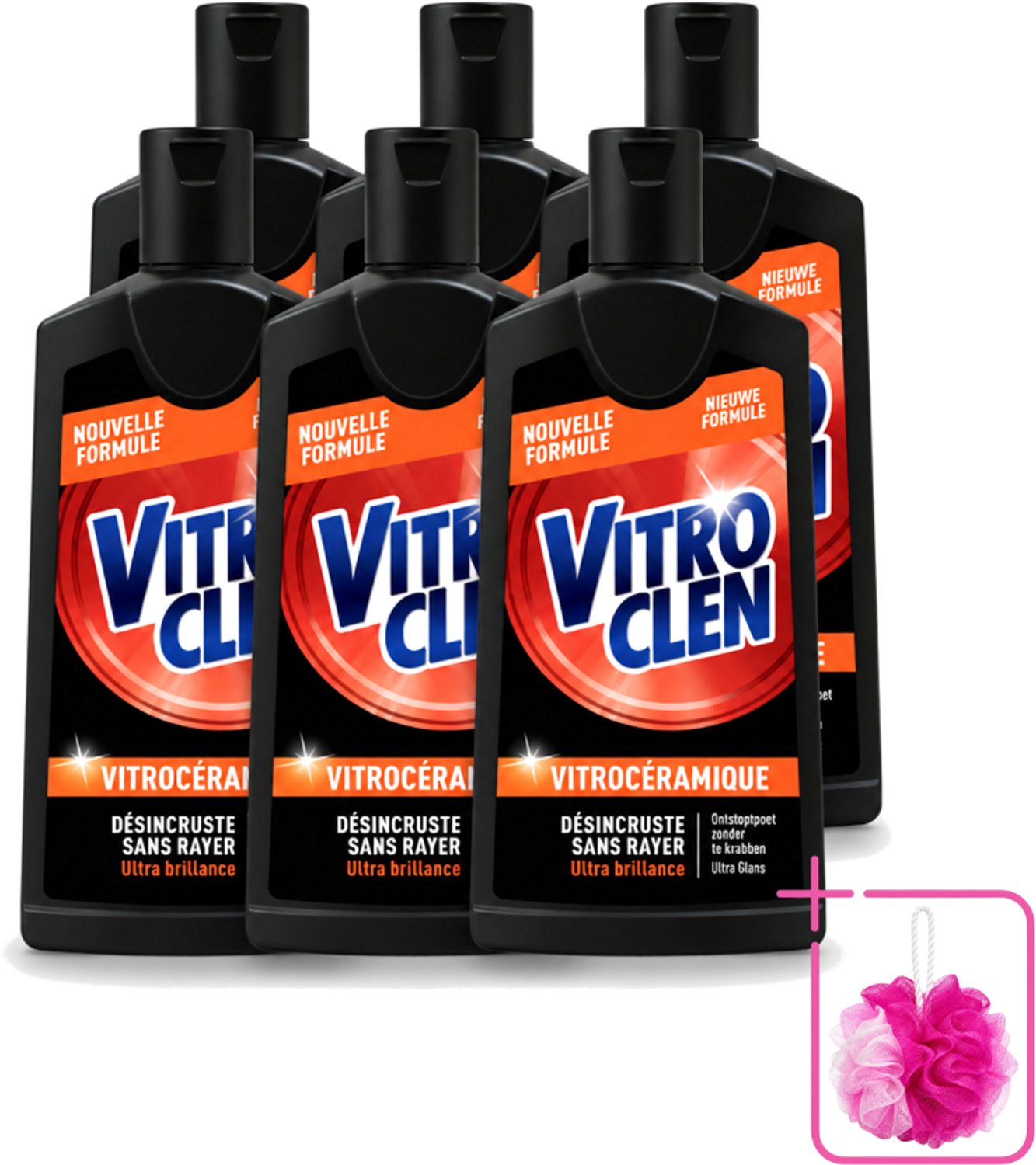 6 x Vitroclen - Kookplaatreiniger - Keramisch & Inductie - Ultra Glans - 310 ml - Bulkverpakking - Kookplaat reinigen - Douchemop - Keramische kookplaat reinigen