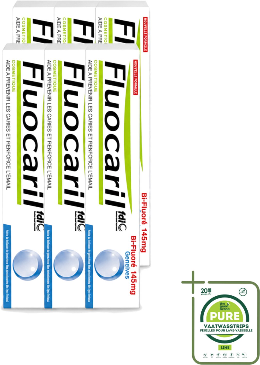 6 x Fluocaril - Tandpasta - Met Fluoride - 75 ml - Grootverpakking - Vaatwasstrips - Fluoride Tandpasta - Tanden Beschermen - Gaatjes Voorkomen - Tanden Versterken - Bi-fluoride Tandpasta