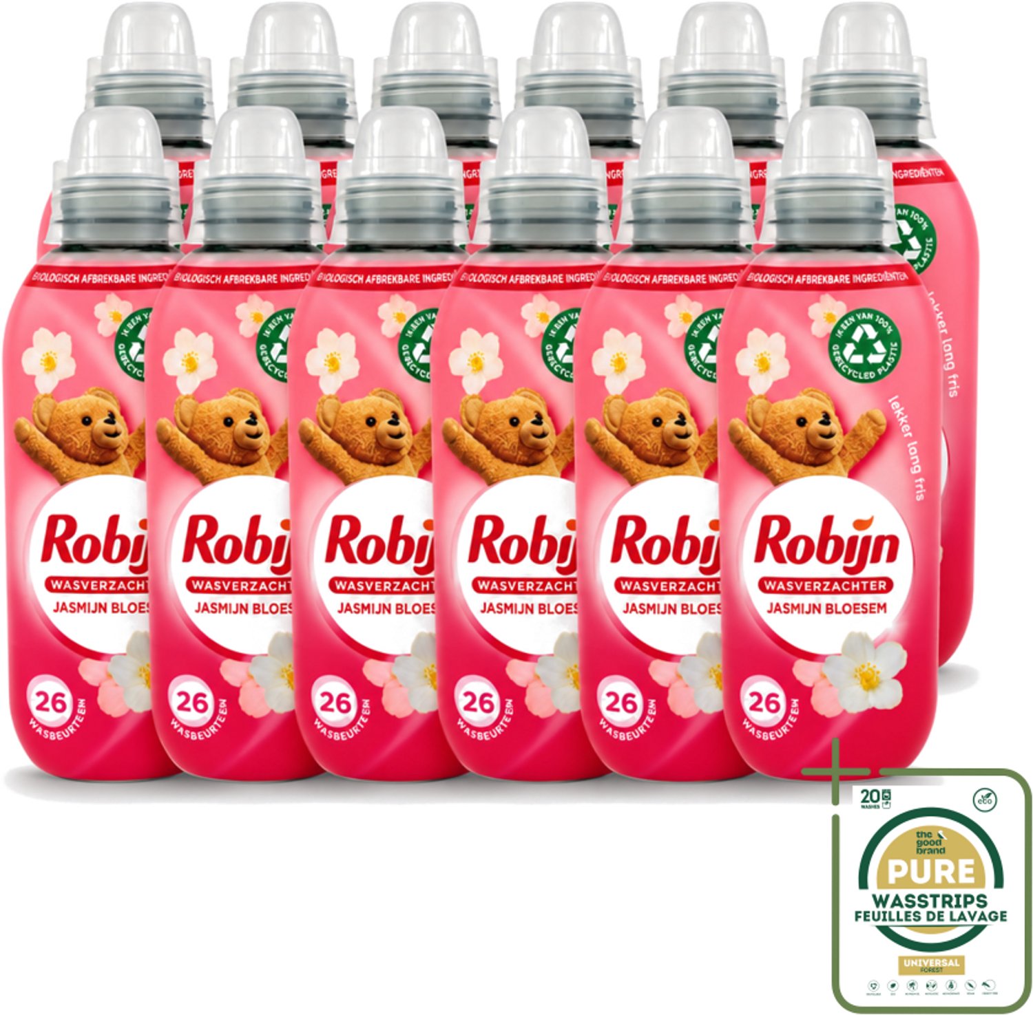 12 x Robijn – Wasverzachter – Jasmijn Bloesem – 650 ml - Wasstrips - Wasverzachter Jasmijn Bloesem - Wasverzachter - Wasverzachter Jasmijn - Wasverzachter Voor Kleding - Wasverzachter Voor Was