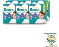 6 x Pampers – Luiers – Active Baby Maat 6 – 32 Luiers - Wasstrips - Baby Luiers - Bescherming Tegen Doorlekken - Bewegingsvrijheid - Comfort - Droogheid