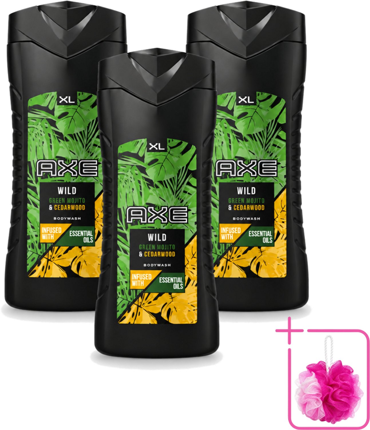 3 x AXE - Douchegel - Wild - 400 ml - Bulkverpakking - Douchegel - Douchemop - Frisheid