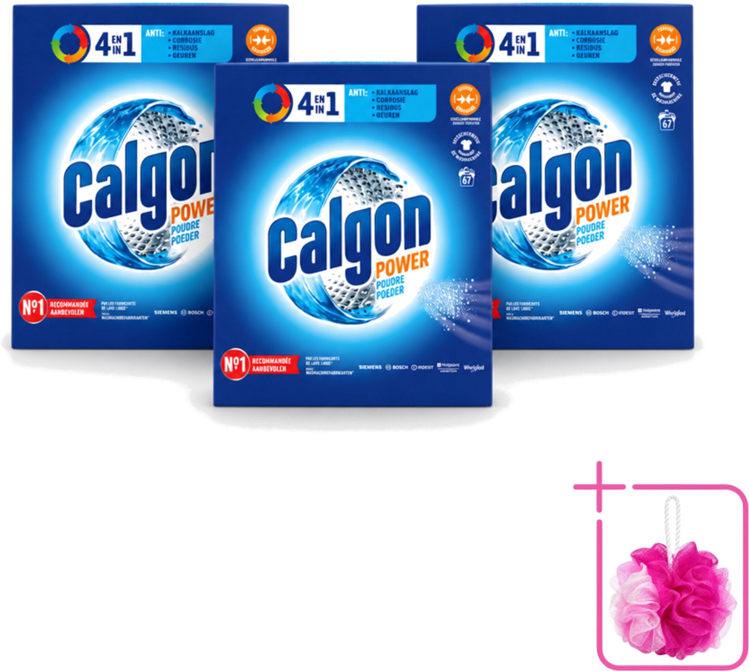 3 x Calgon - Wasmachinereiniger - Tegen Kalkaanslag / Corrosie / Wasmiddelresten / Geuren - 67 Wasbeurten - Bulkverpakking - Wasmachine reinigen - Douchemop - Kalkvoorkomen
