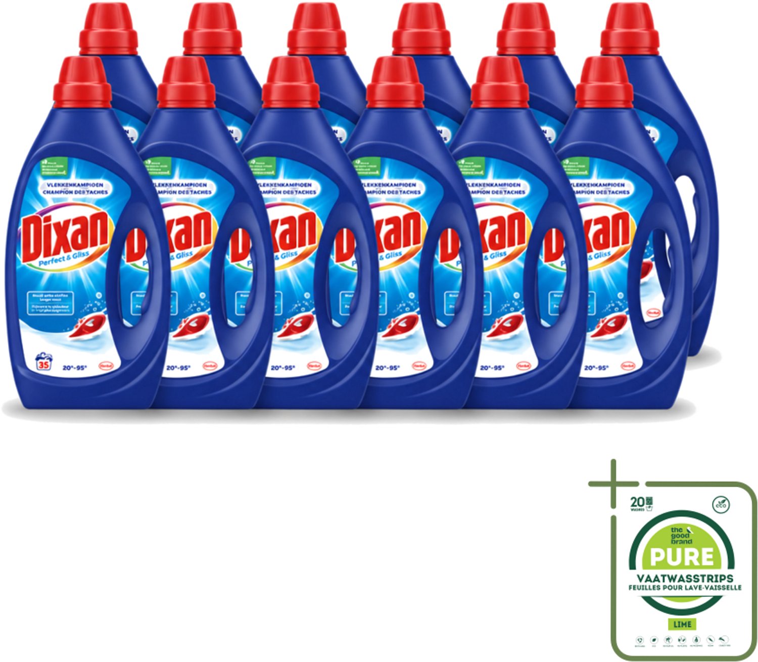 12 x Dixan – Vloeibaar Wasmiddel – Perfect & Gliss – 1750 ml - Grootverpakking - Vaatwasstrips - Wasmiddel - Vlekkenverwijdering - Antiplooiformule - Strijkwerk - Schone Was