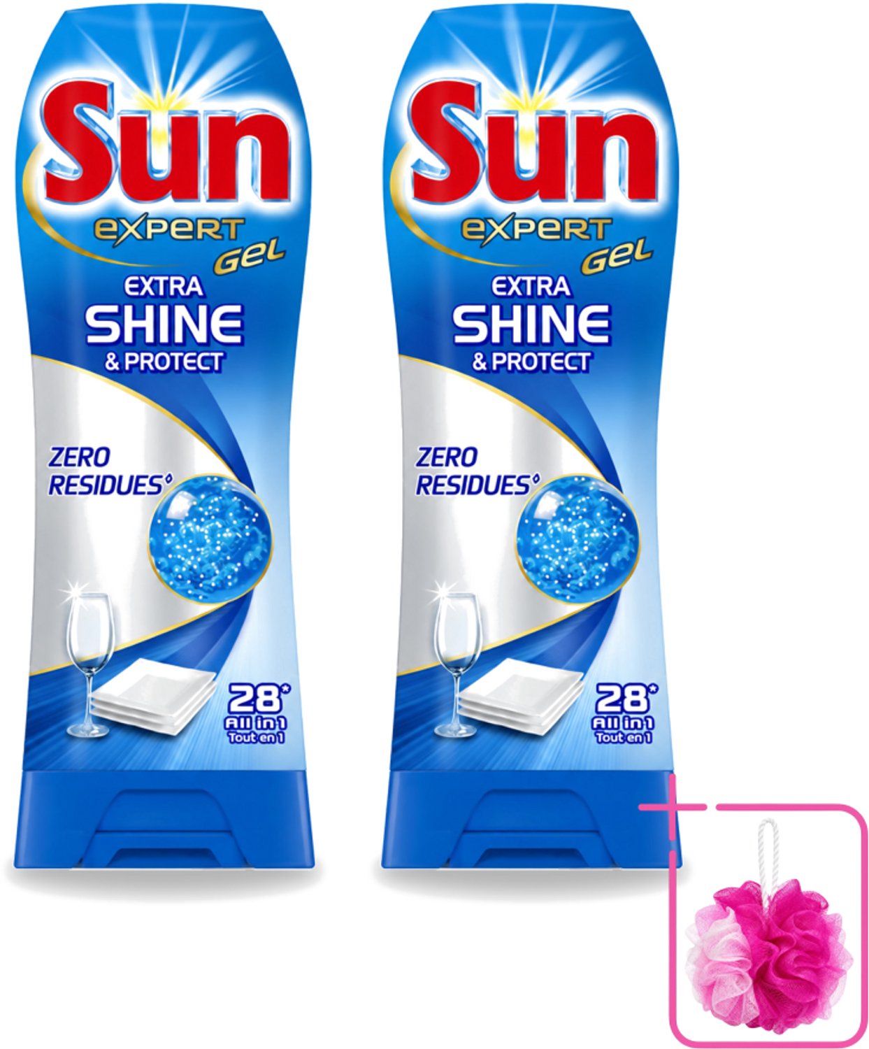 2 x Sun Expert Gel - Extra Shine & Protect - All-in-1 - Vaatwasmiddel Gel - 28 Wasbeurten - Bulkverpakking - Vaatwasgel - Douchemop - Vaatwas