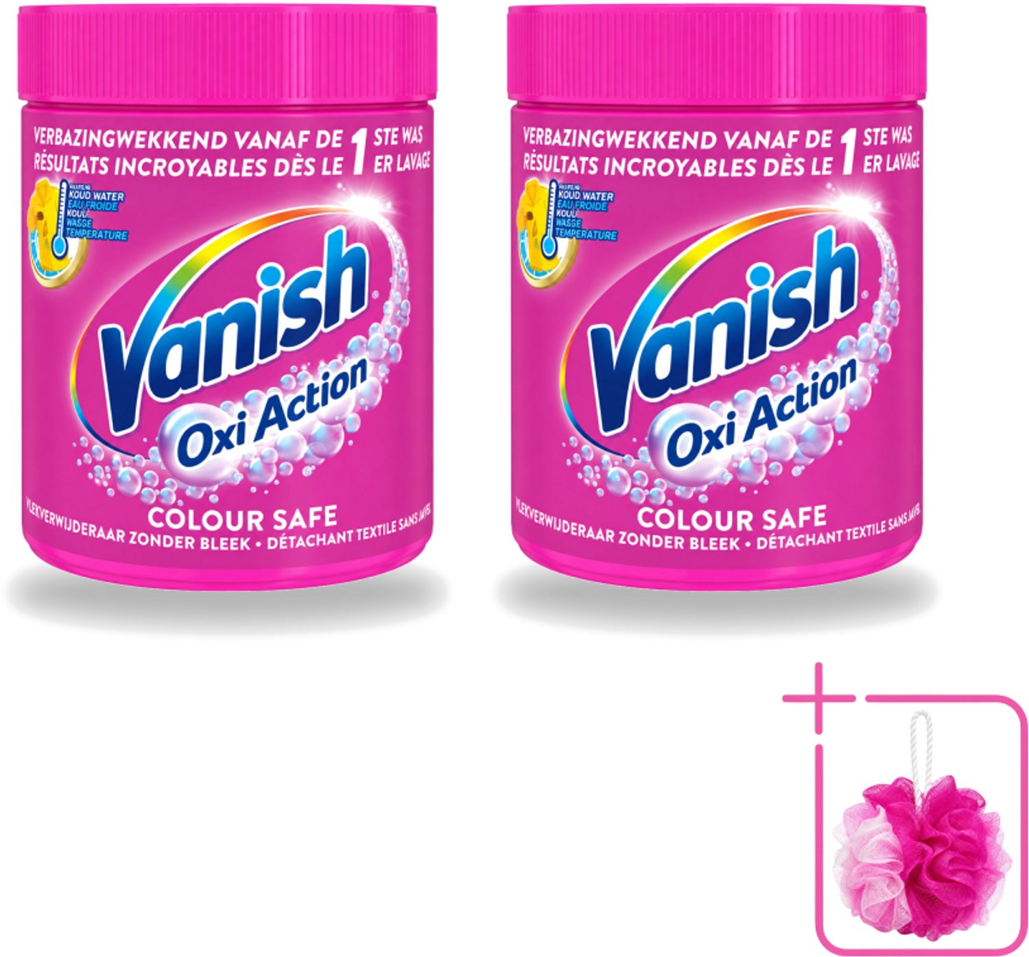 2 x Vanish Oxi Action - Veilige Kleur - Vlekkenverwijderaar Poeder - Zonder Bleek - Gekleurde Was - 550 Gram - Bulkverpakking - Vlekkenverwijderaar - Douchemop - Kleuren behouden