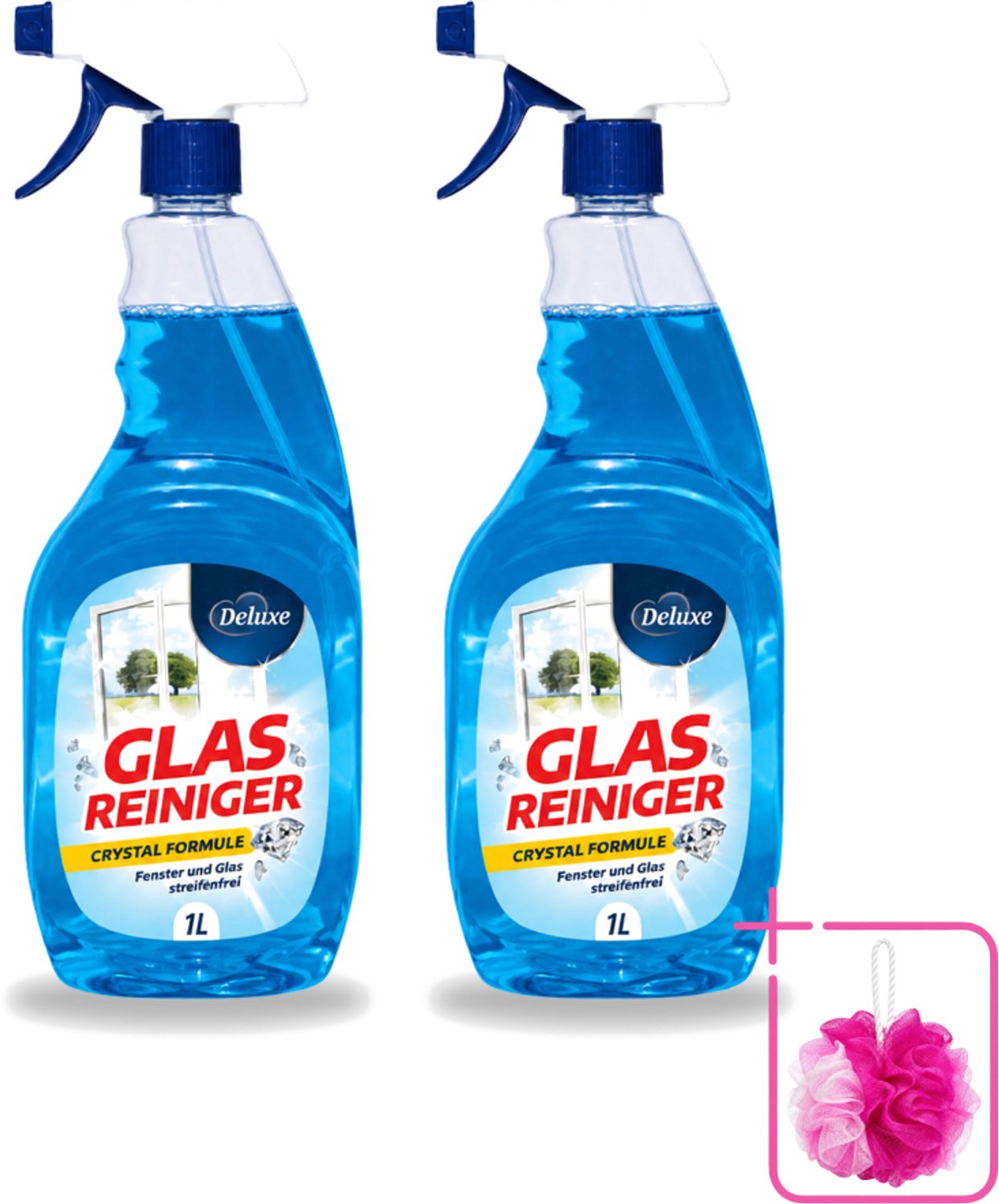 2 x Deluxe - Glasreiniger - Crystal Formule - Streeploze Glans - 1L - Bulkverpakking - Streeploze glans - Glas reiniger