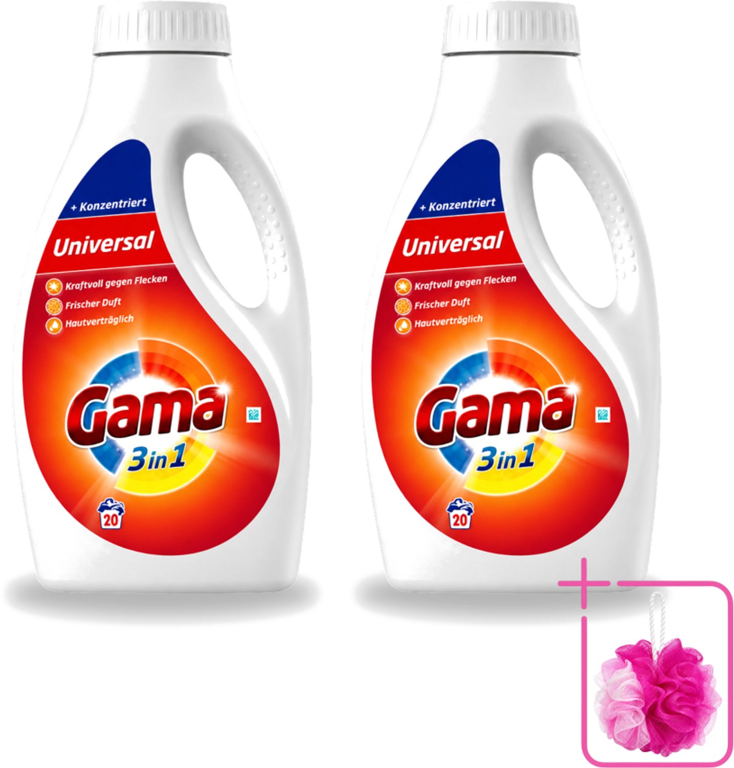 2 x Gama - Wasmiddel - 3 In 1 - Huidvriendelijk - 20 Wasbeurten - Bulkverpakking - Wasmiddel - Douchemop - 3 in 1
