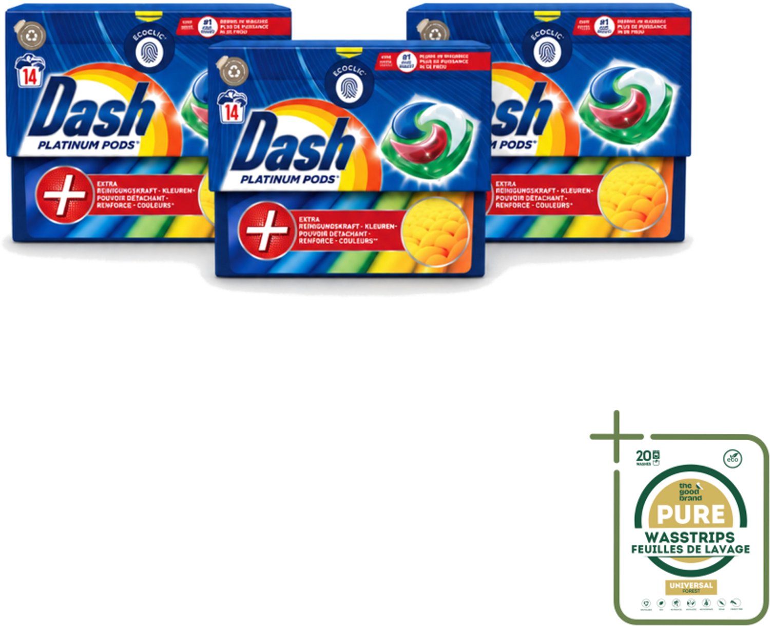 3 x Dash Platinum - Wasmiddel Capsules - Gekleurde Was - 14 Wasbeurten - Wasstrips - Gekleurde Was - Wasbeurten - Vlekverwijdering - Wasmiddel - Wascapsules