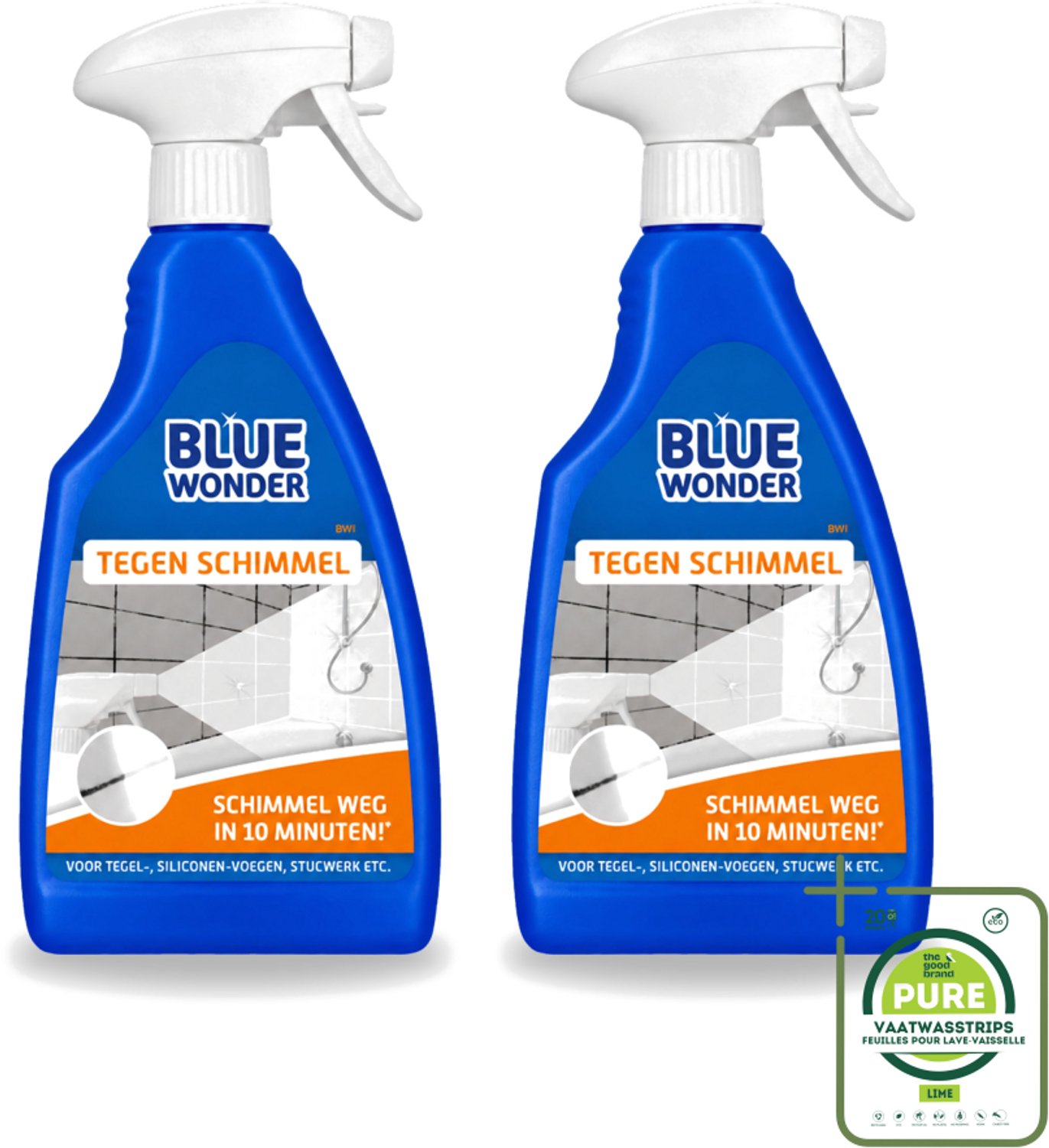 2 x Blue Wonder - Speciaalreiniger tegen Schimmel - Sprayfles - 500 ml - Grootverpakking - Schimmel Reinigen - Schimmel Weg - Schimmel Op Wanden - Schimmel Op Vloeren - Schimmel Op Voegen