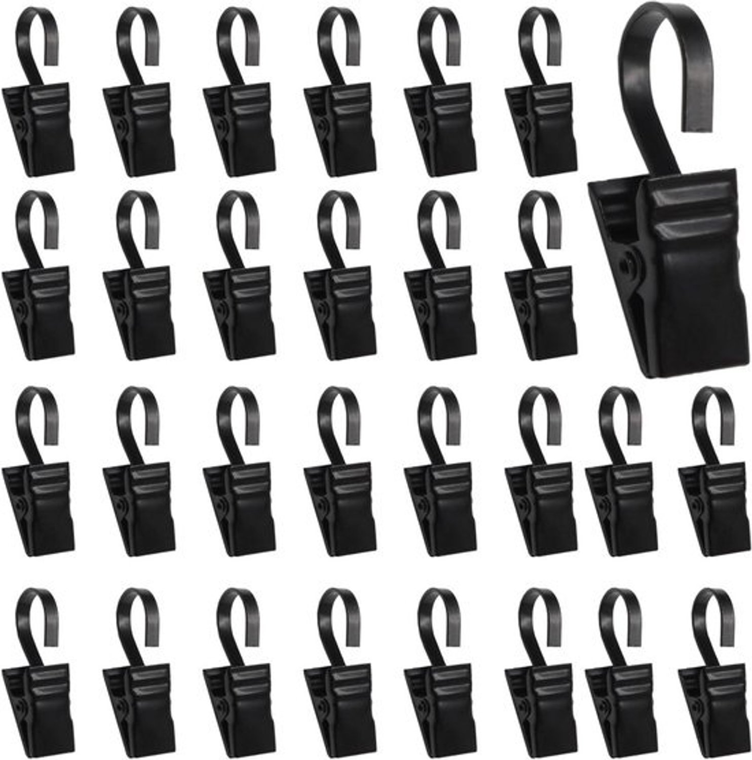 Gordijnhaken - Klemmen Clips - Hangende Decoratie - Roestvrij Staal - 3.3 cm Lengte - Zwart