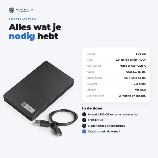 Horazio Externe harde schijf 500 GB - Harde schijf extern - HDD — afbeelding 3