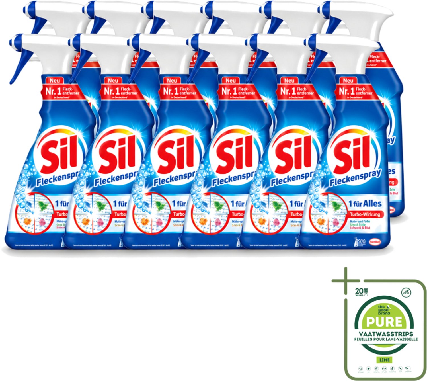 12 x Sil - Vlekverwijderaar - Spray - 500 ml - Grootverpakking - Vaatwasstrips - Vlekverwijderaar - Wasmiddel - Stofverwijderaar - Vlekken Verwijderen - Wasmachine