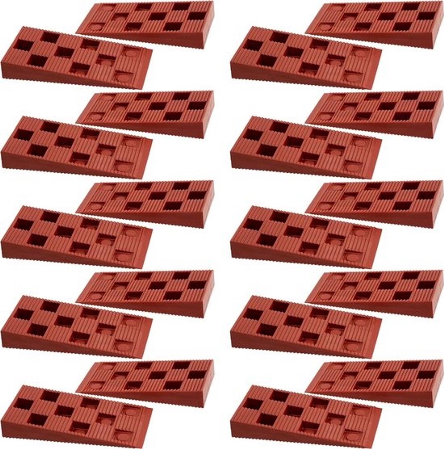 Kunststof Wiggen - Montage Kilvertjes - Deuren Ramen Stellen - Set van 20 Stuks - 93x45x15 mm - Baksteenrood