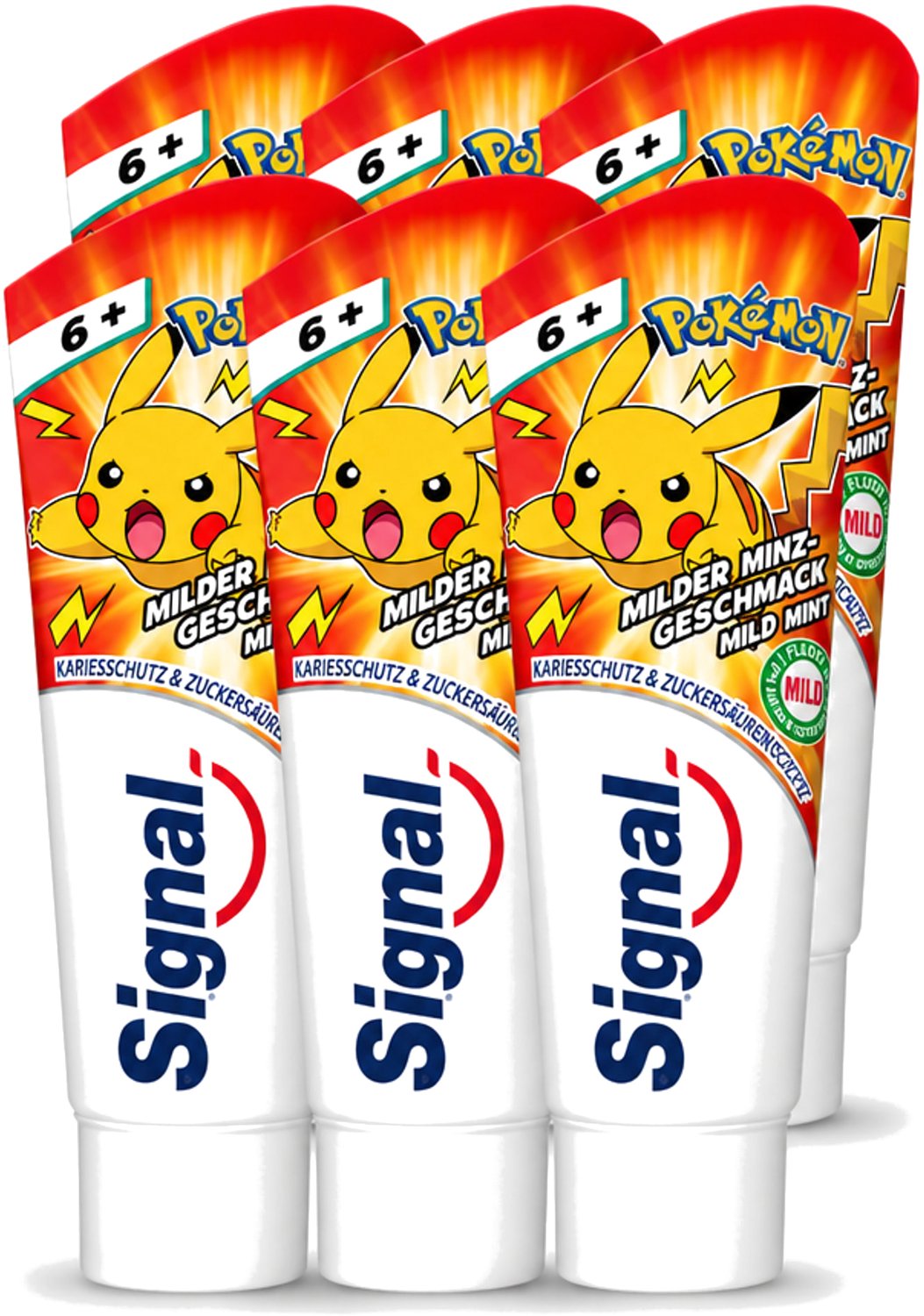 6 x Signal - Pokémon - Tandpasta - Milde Munt Smaak - Anti-Tandsteen - Kinder 6+ Jaar - 75 ml - Voordeelverpakking - 6 stuks
