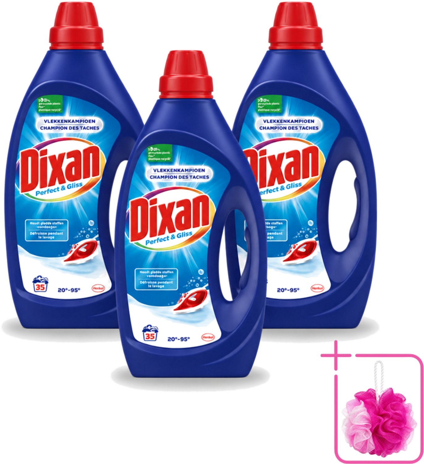 3 x Dixan – Vloeibaar Wasmiddel – Perfect & Gliss – 1750 ml - Bulkverpakking - Wasmiddel - Douchemop - Vlekkenverwijdering