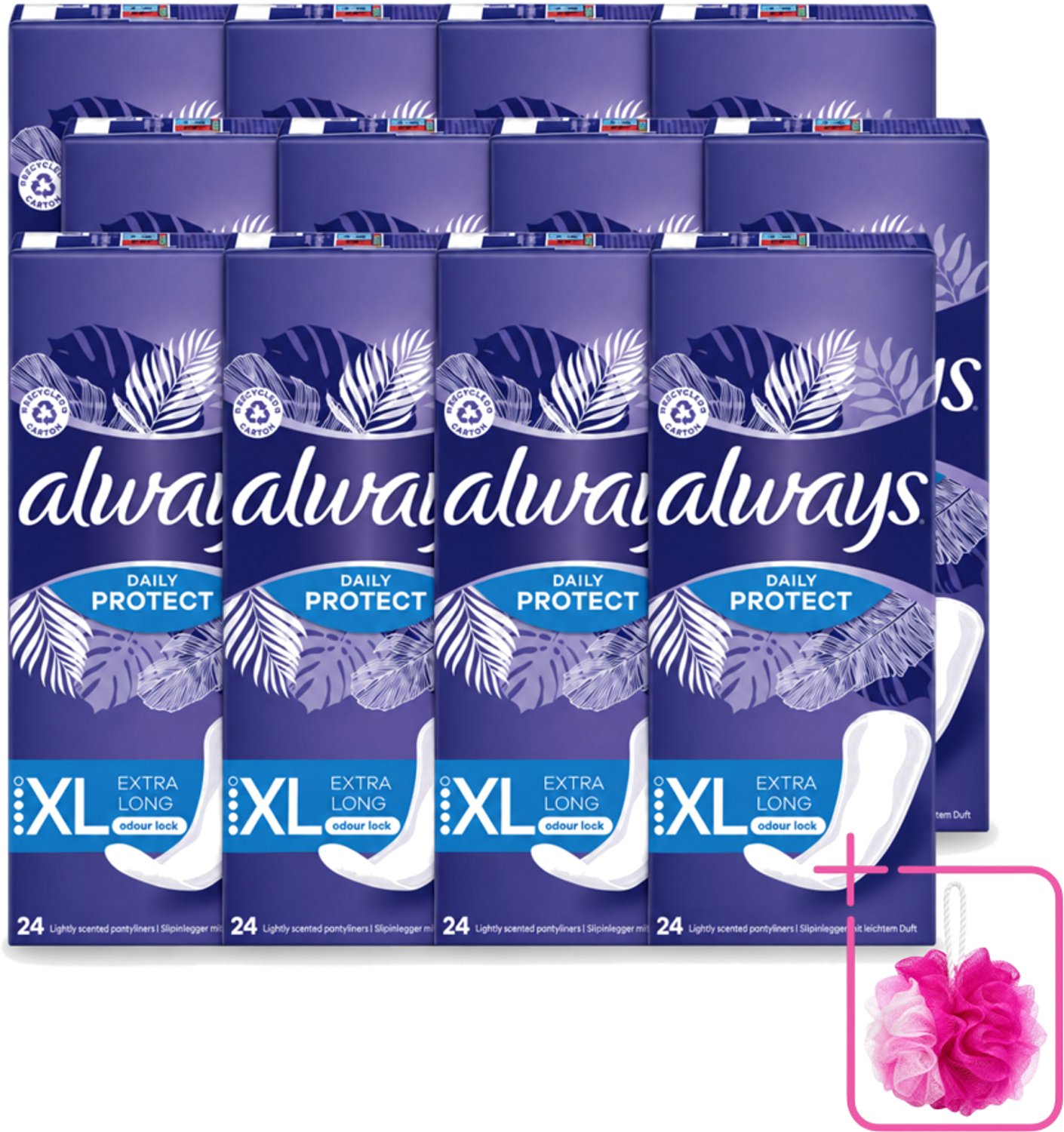 12 x Always – Inlegkruisjes – Extra Long – 24 Inlegkruisjes - Bulkverpakking - Inlegkruisjes - Extra lang