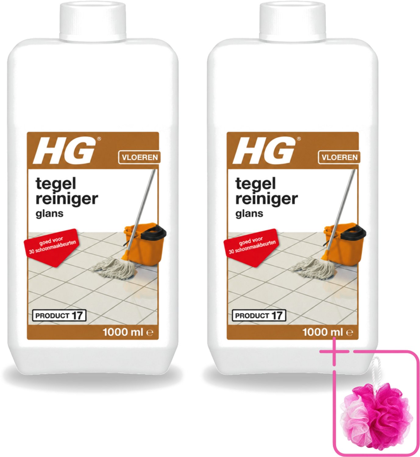 2 x HG - Vloeren - Tegelreiniger Glans - Biologisch Afbreekbaar - 1L - Bulkverpakking - Tegelreiniger - Douchemop - Glans herstellen