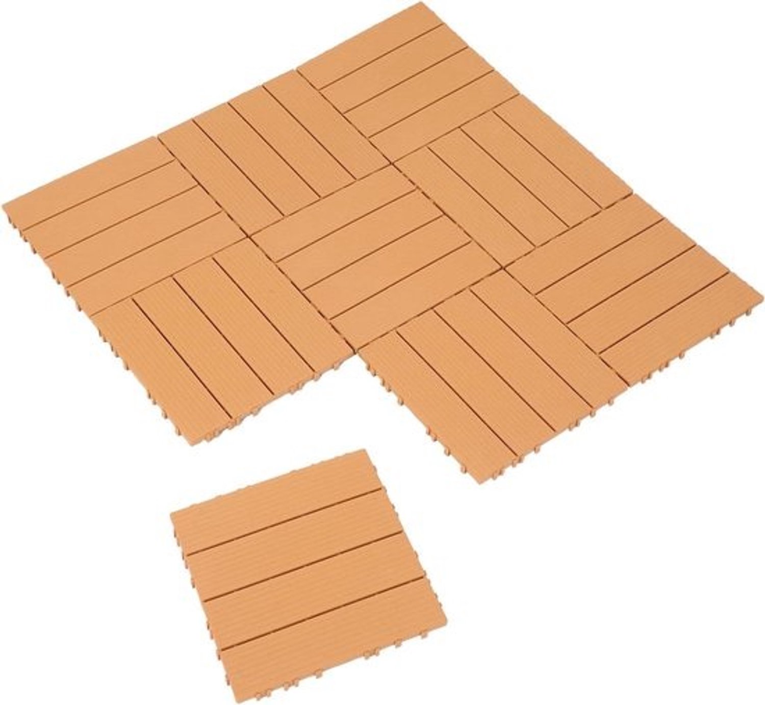 Terrastegels Imitatiehout - Vloertegels Balkon - Buitenruimte Creëren - Antislip & Waterafvoer - 11 Stuks - Bruin
