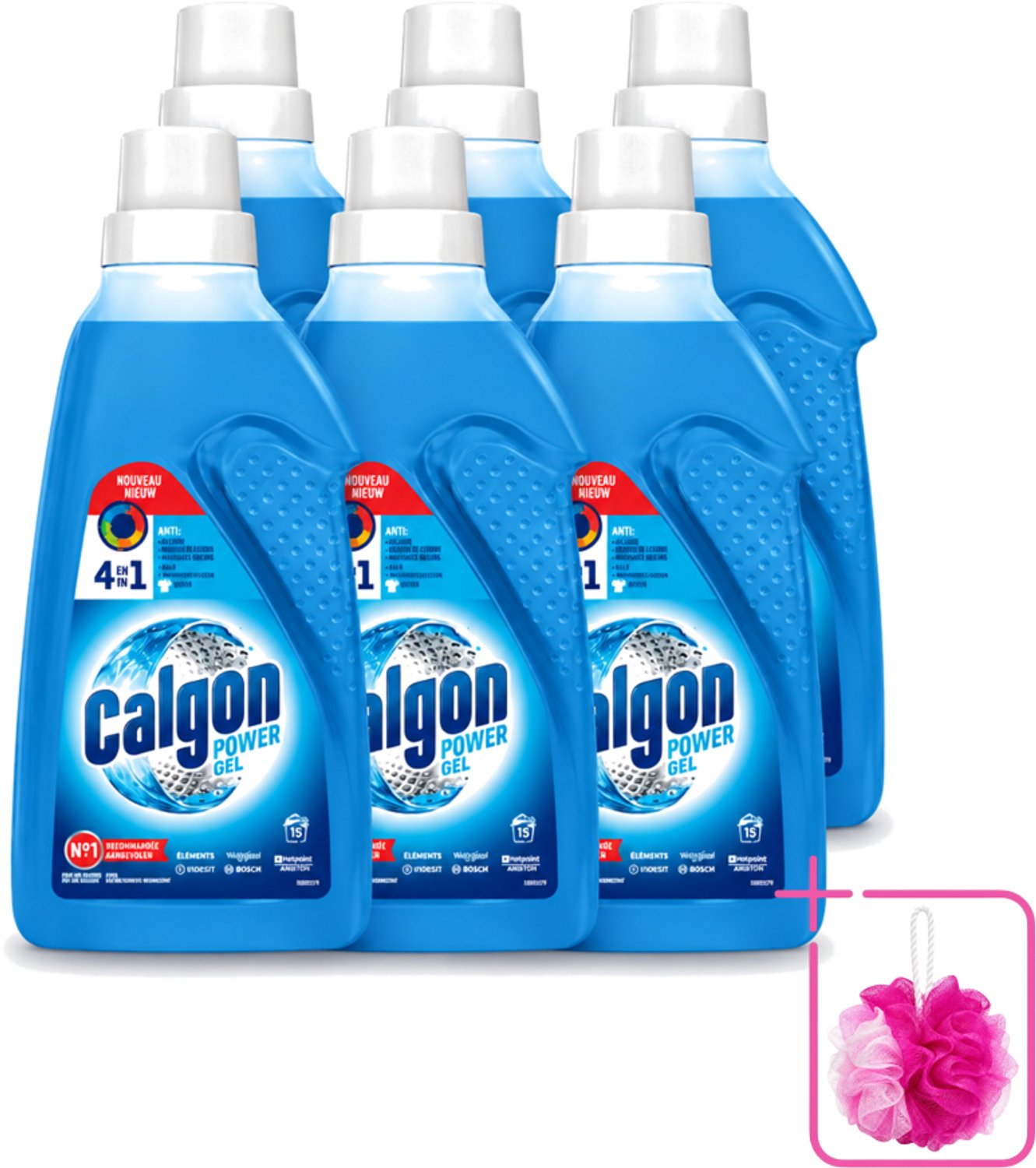 6 x Calgon - Wasmachinereiniger - Gel - Tegen Kalkaanslag / Wasmiddelresten / Geuren - 750 ml - 15 Wasbeurten - Bulkverpakking - Wasmachine reinigen - Douchemop - Kalkvrije wasmachine