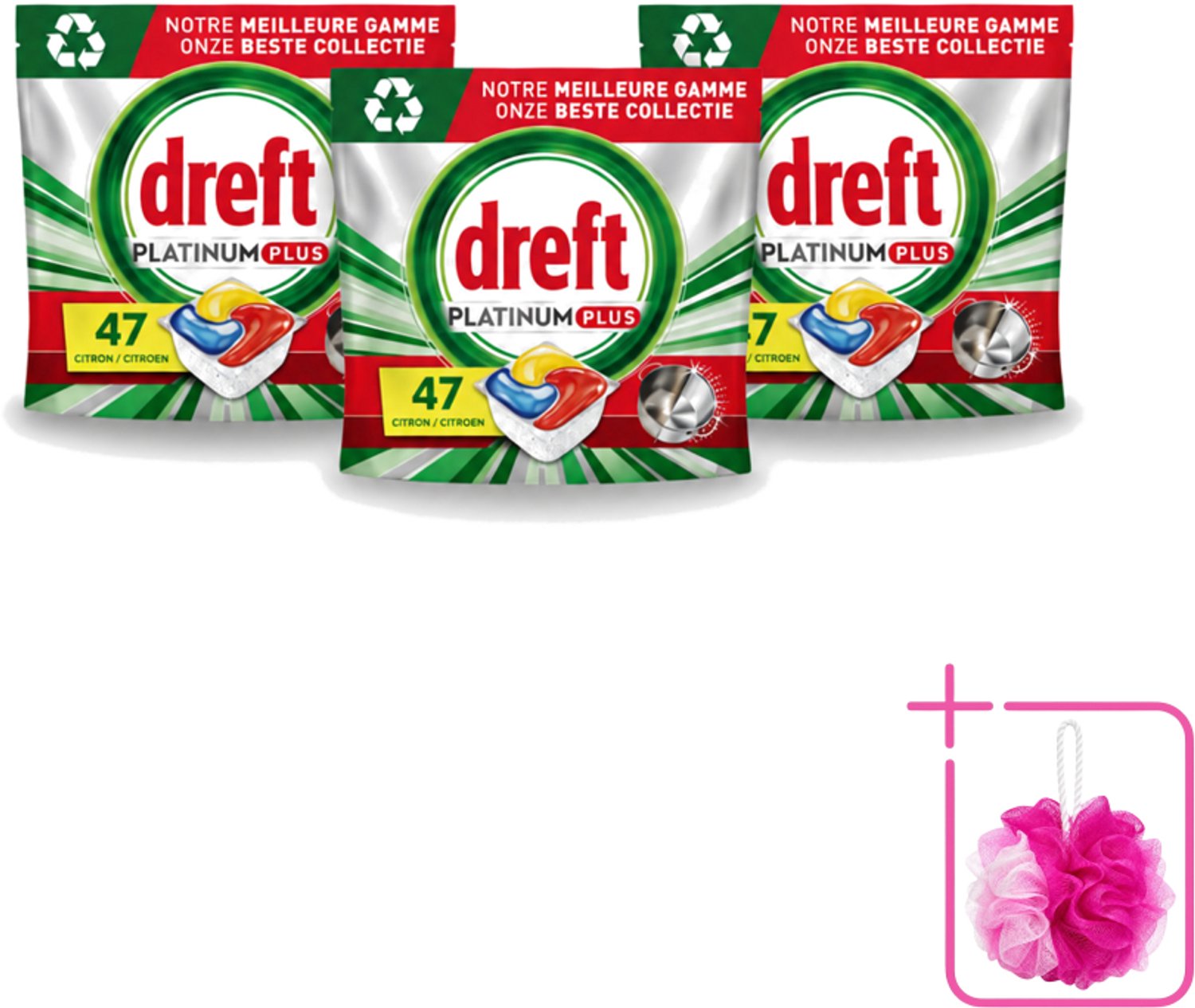 3 x Dreft Platinum Plus - All In One - Vaatwascapsules - Anti-Matt Technologie - Citroen - 47 Afwasbeurten - Bulkverpakking - Vaatwasmiddel - Vaatwascapsule