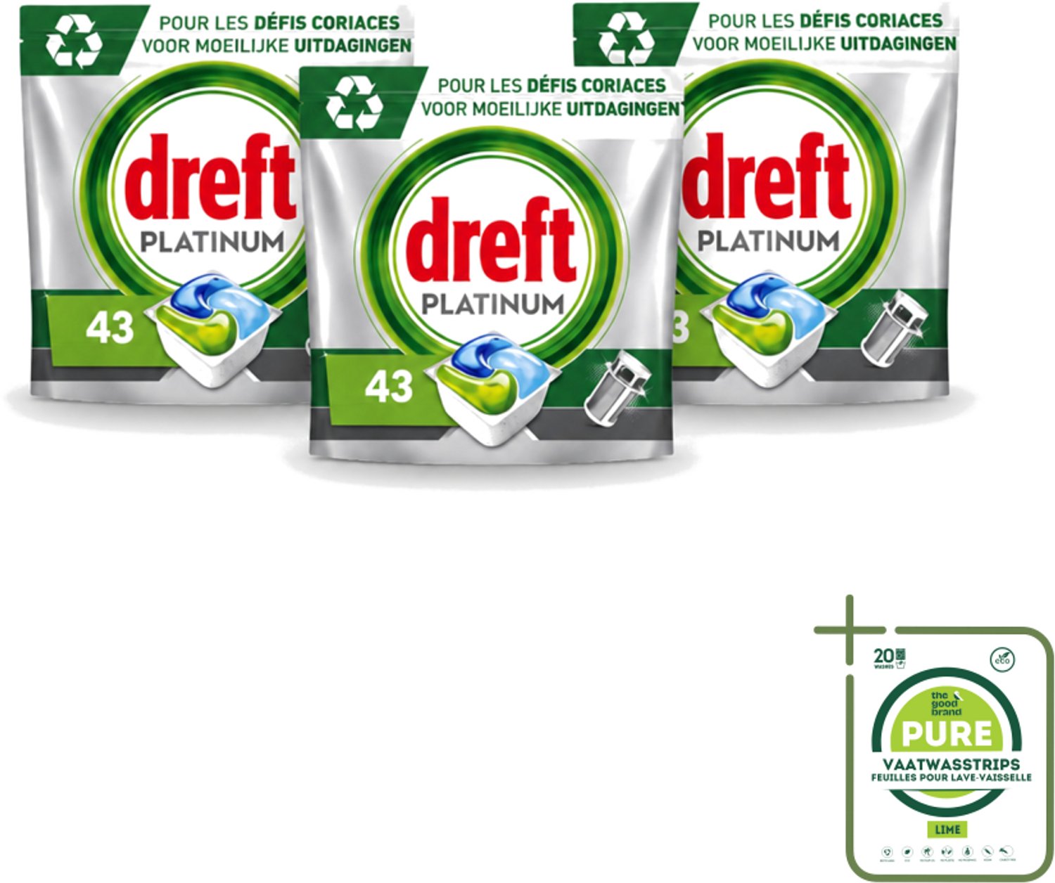 3 x Dreft Platinum - All In One - Vaatwascapsules - 43 Afwasbeurten - Grootverpakking - Vaatwasmiddel - Vaatwascapsules - Vaatwasser Reinigen - Vaatwasmiddel Capsule - Vaatwasmiddel 43 Wasbeurten