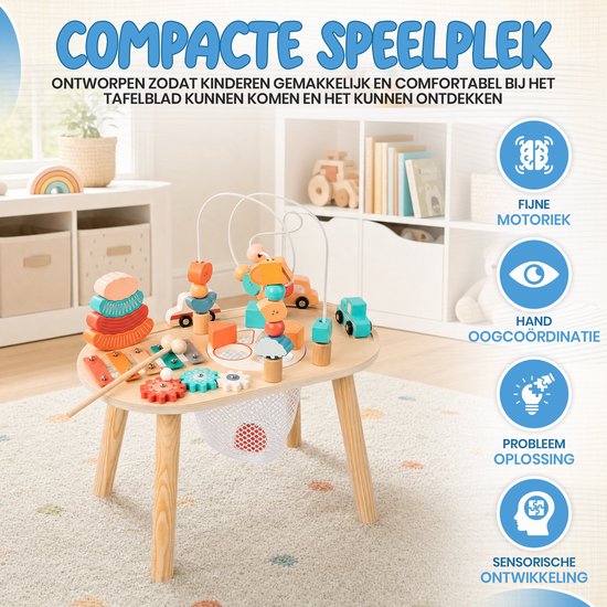Activiteiten Tafel – Montessori Speelgoed – Speeltafel – Educatief Speelgoed – Alles-in-Één Houten Activiteitentafel – Pastel Kleuren – Speelgoed 1 Jaar – Speelgoed 2 Jaar – Speelgoed 3 Jaar** — afbeelding 2