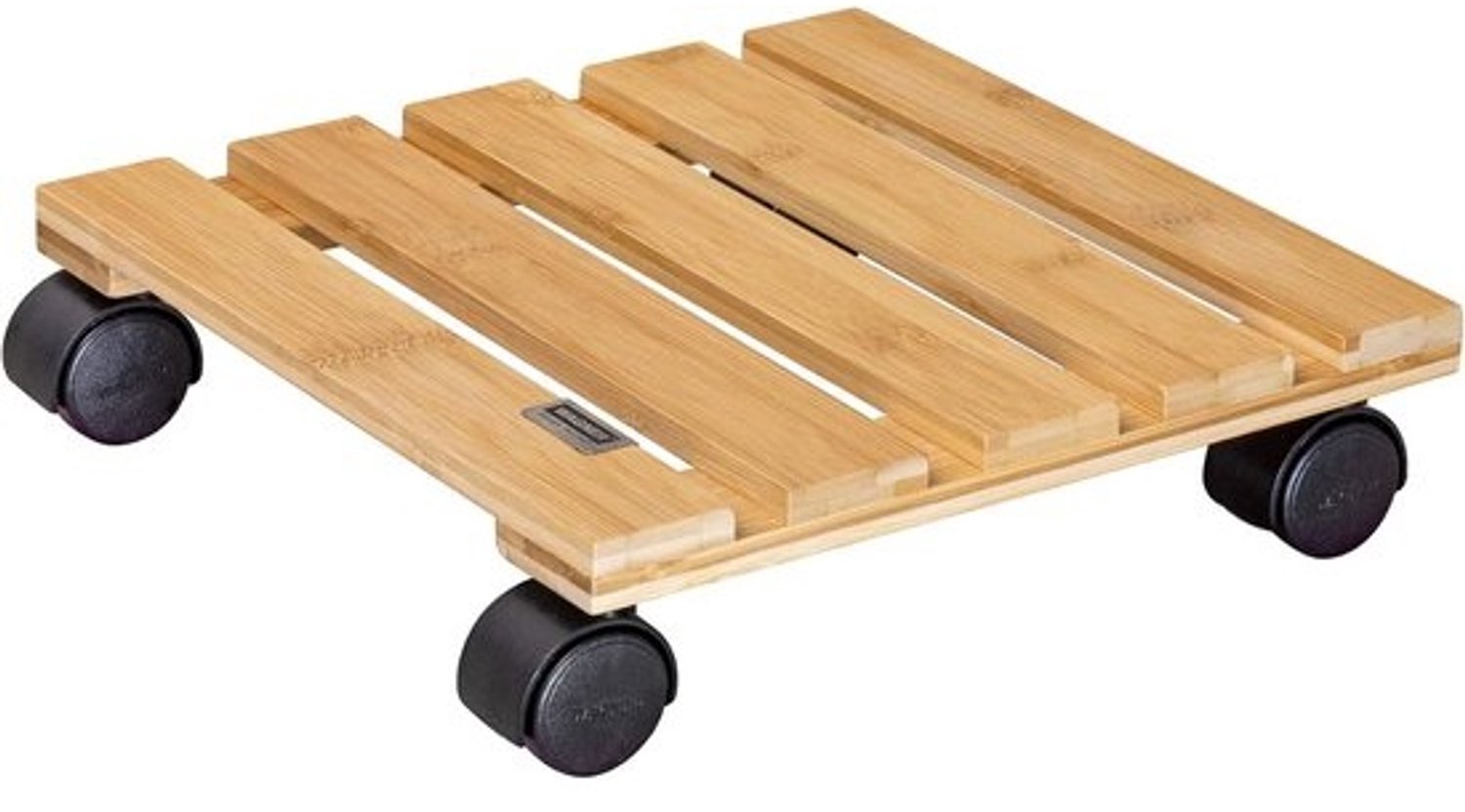 Plantentrolley Bamboe - Bloemenroller Trolley - Binnen Gebruik - Harde Zwenkwielen - 29x29x7 cm - Natuurlijk