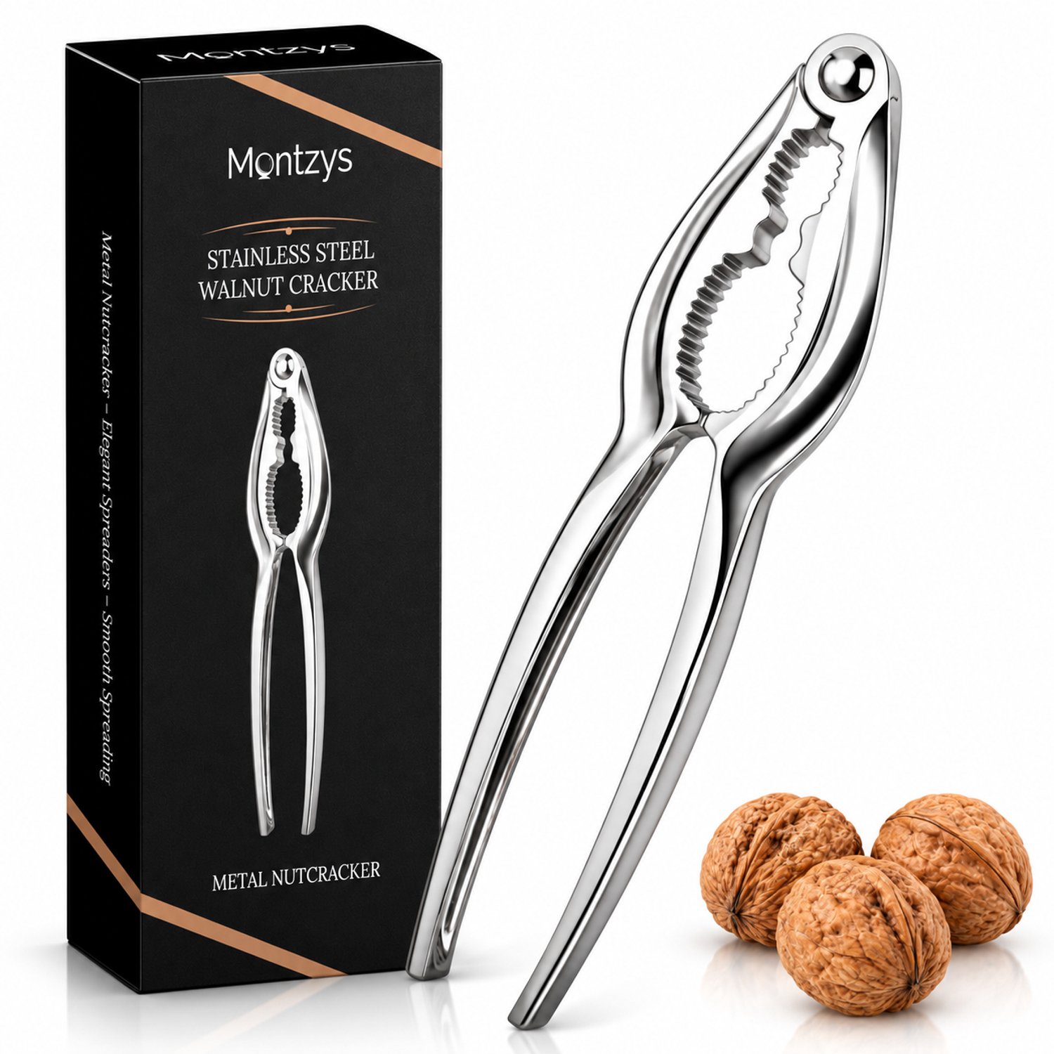 Montzys® Notenkraker RVS - Metalen Kraker voor Walnoten & Andere Noten - 15 cm - Vaatwasserbestendig Keukengerei