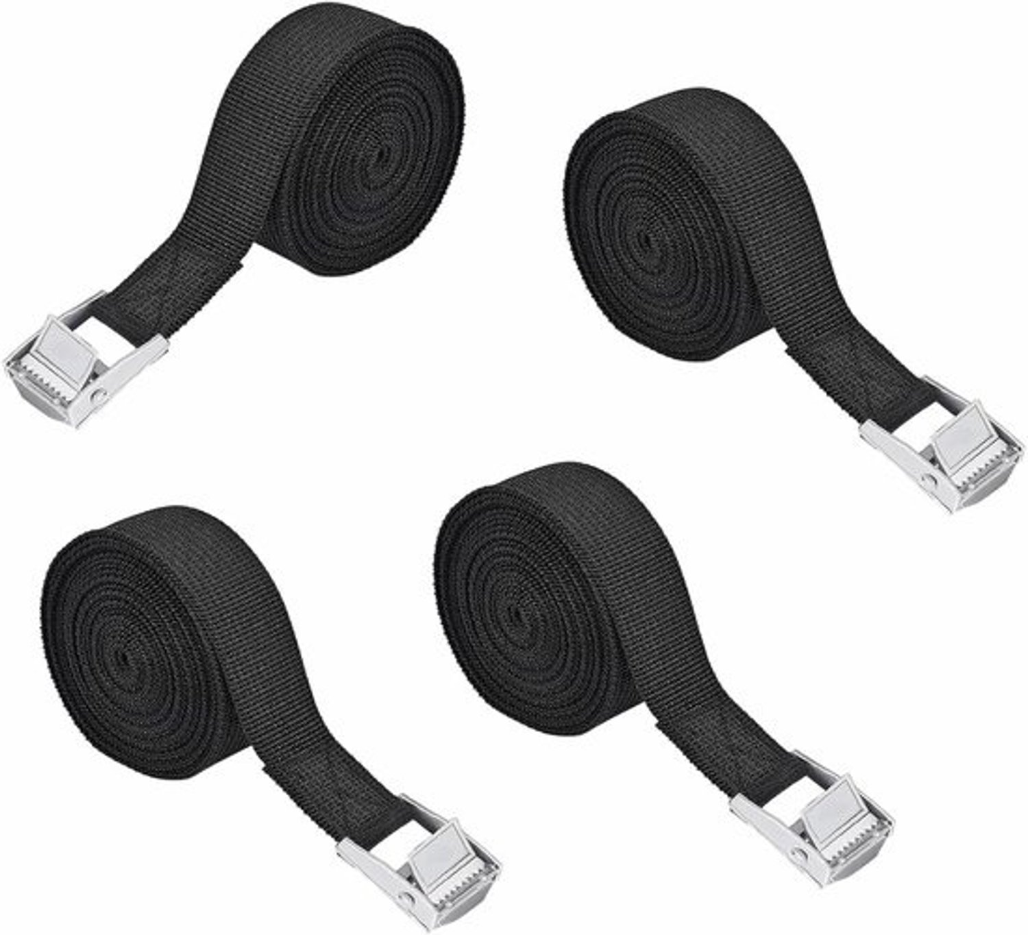 Spanbanden Set - Sjorbanden Kort - Bagage Vervoer - Verstelbaar Klemslot - 15x2.9 cm - Zwart