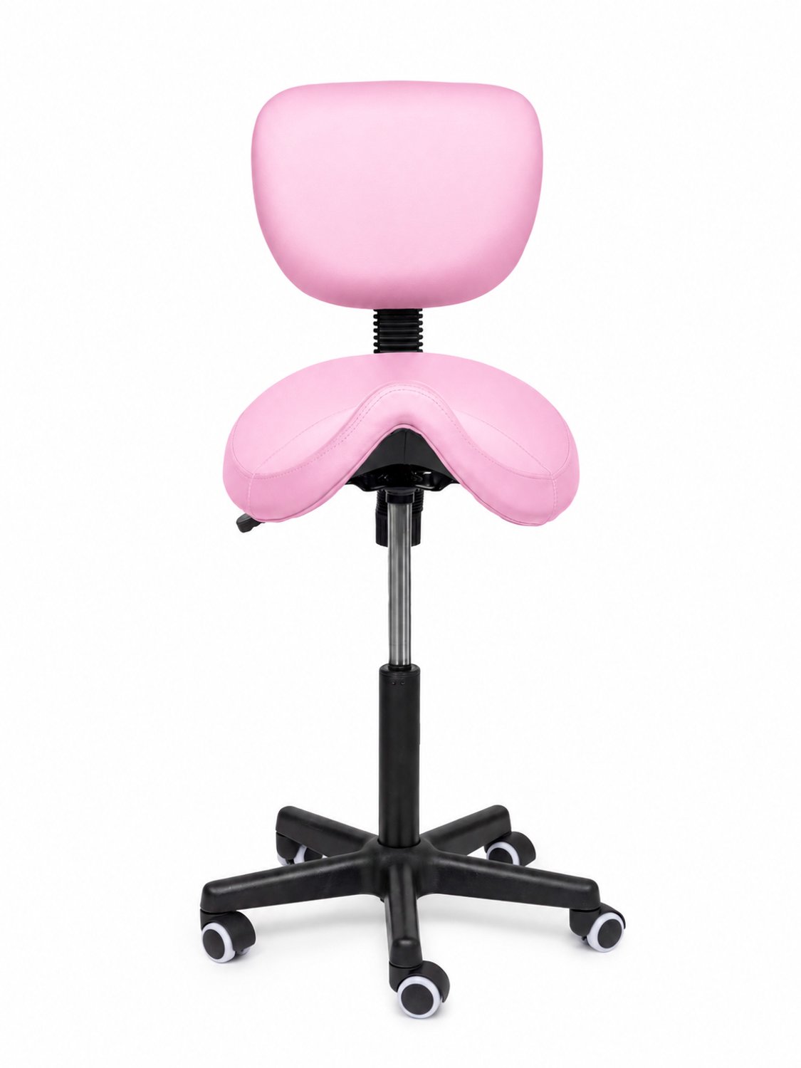 Ergonomische Zadelkruk met Rugleuning Comfort Roze op Wielen Hoog (70-85cm) / Zonder voetsteun / Standaard wielen
