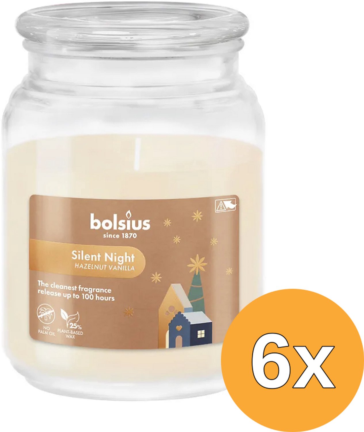 6x Bolsius Geurglas met deksel 135/100 True Glow Silent Night (1 stuk)