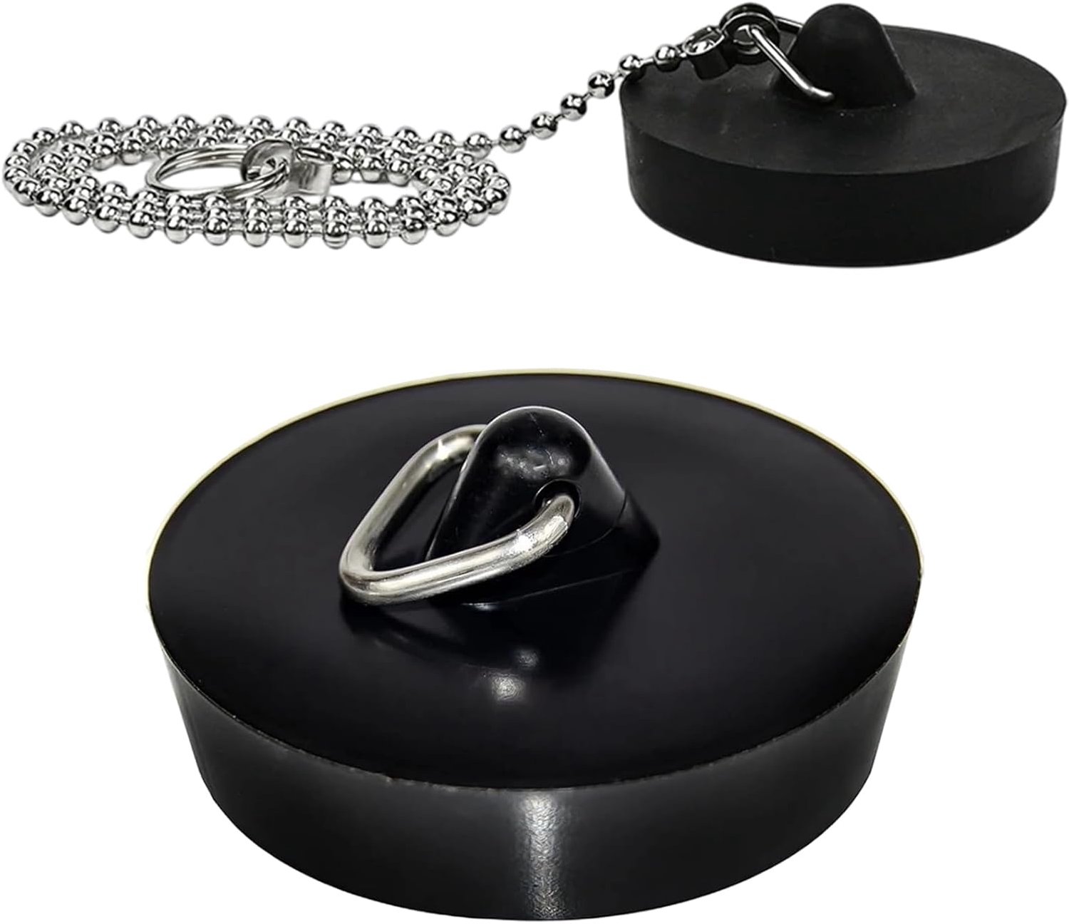Afvoerstop 2-pack - Rubber stop voor spoelbakken - Universeel 45-47 mm - Inclusief ketting - ShopVlot