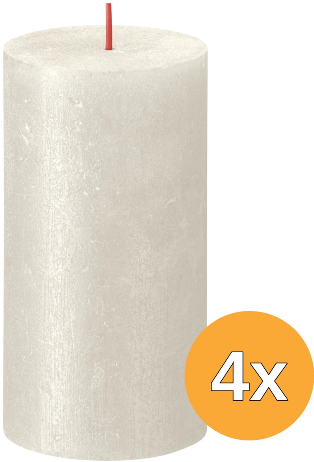 Bolsius Stompkaarsen Shimmer 4 st rustiek 130x68 mm ivoorkleurig