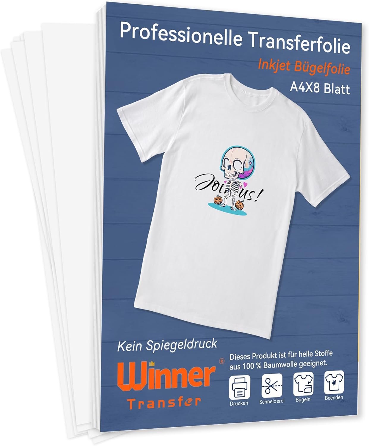 Transferpapier voor lichte stoffen A4 - 8 vellen - Strijkfilm voor shirts - Eenvoudig te knippen - ShopVlot