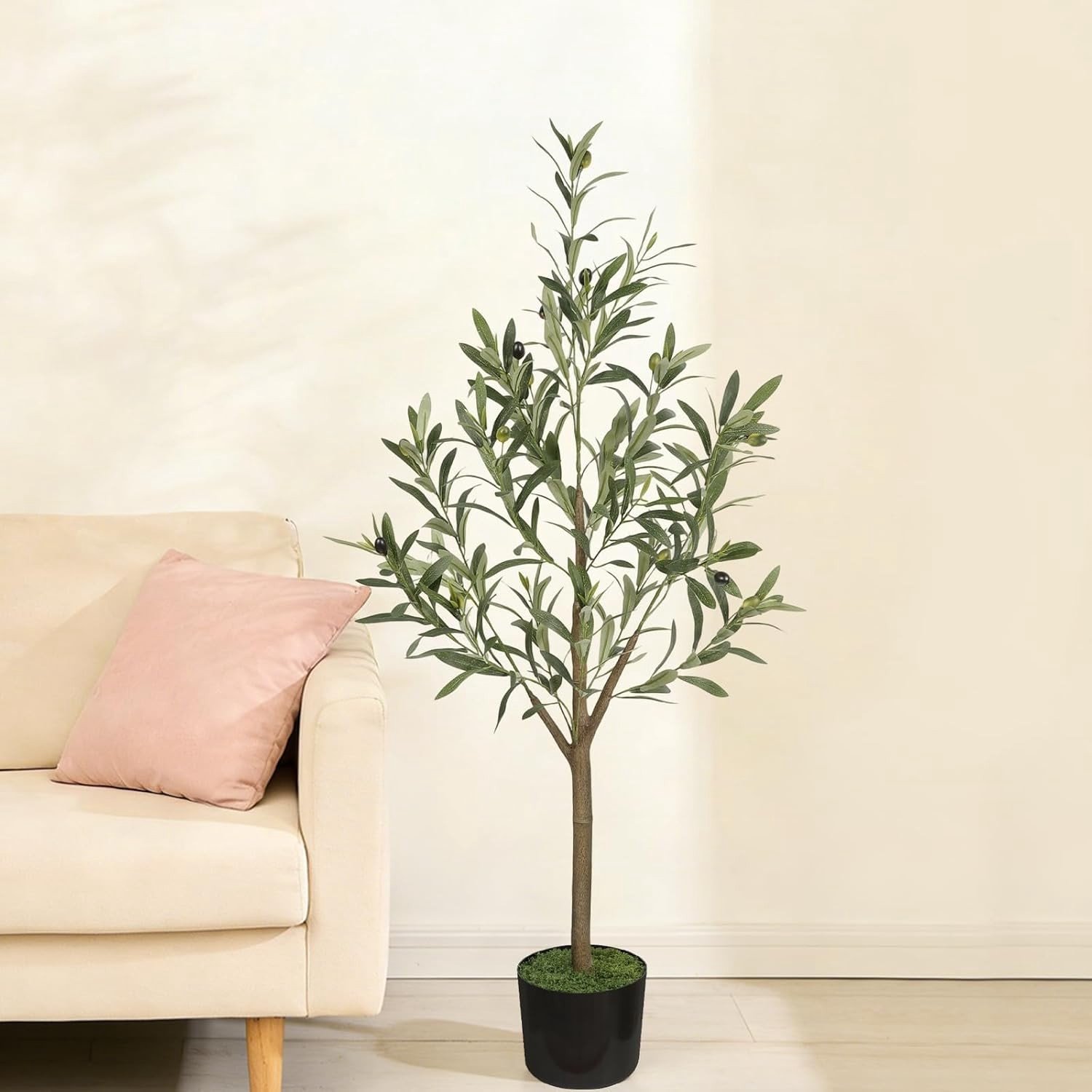 Kunst Olijfboom - Groen - 120 cm - Natuurgetrouwe Kunstplant - Voor Binnengebruik