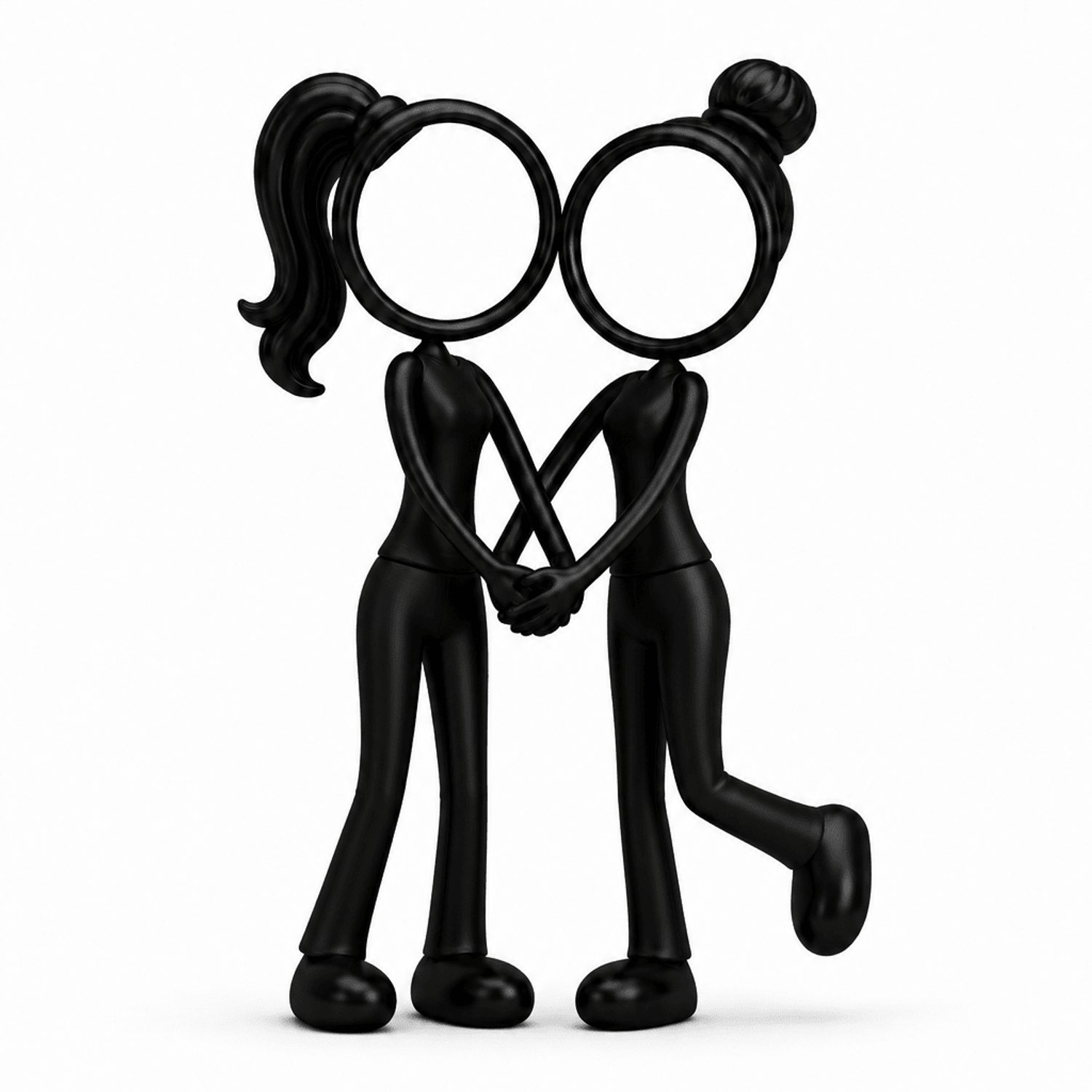 Twee Vriendinnen Samen - broekuitvoering - zwart - 20 cm hoog