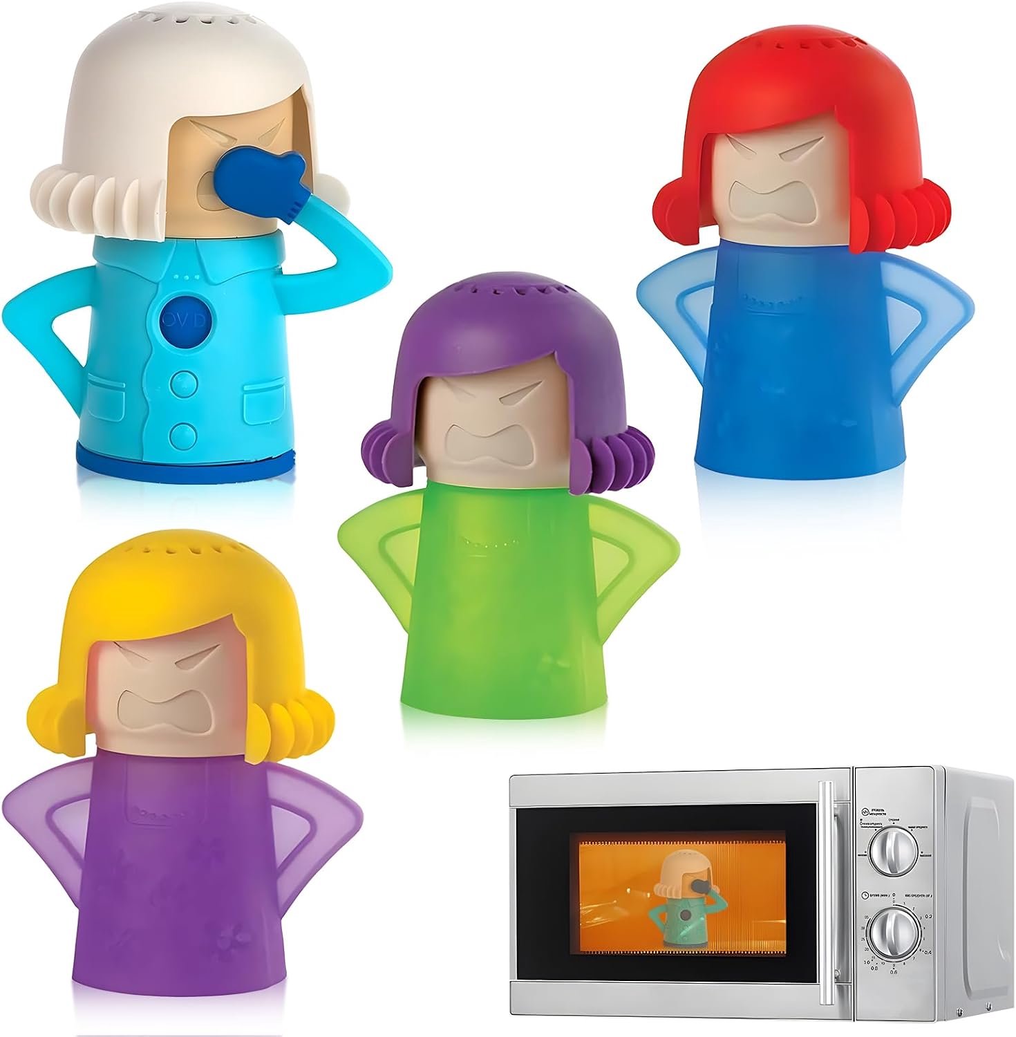 4 STKS Koelkast Cleaner, Magnetron Stoomreiniger, Boze Moeder Magnetron Cleaner, Cool Mama Koelkast Deodoriser voor Thuis Keuken Schoonmaken, Magnetron Cleaner Koken Keuken Cleaner Tool