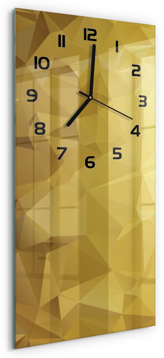 Tulup Wandklok - Abstracte achtergrond Glazen Wandklok Design - 30x60 cm - Geel Klok Glas Met Opdruk - Zwarte handen - Rechthoekige Klok - Wandklok Glas Met Motief - Decoratieve Glazen Klok