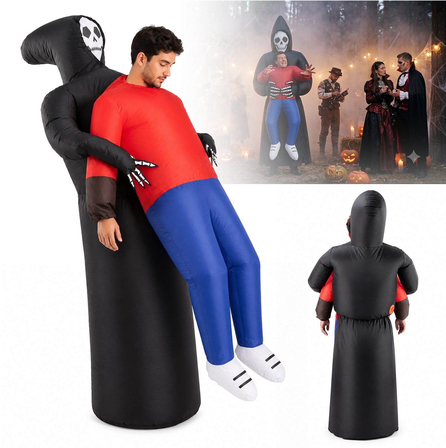 Opblaasbaar Kostuum Voor Volwassenen - Halloweenkostuum - Opblaasbaar Kostuum Van De Magere Hein - Voor Halloweenfeesten