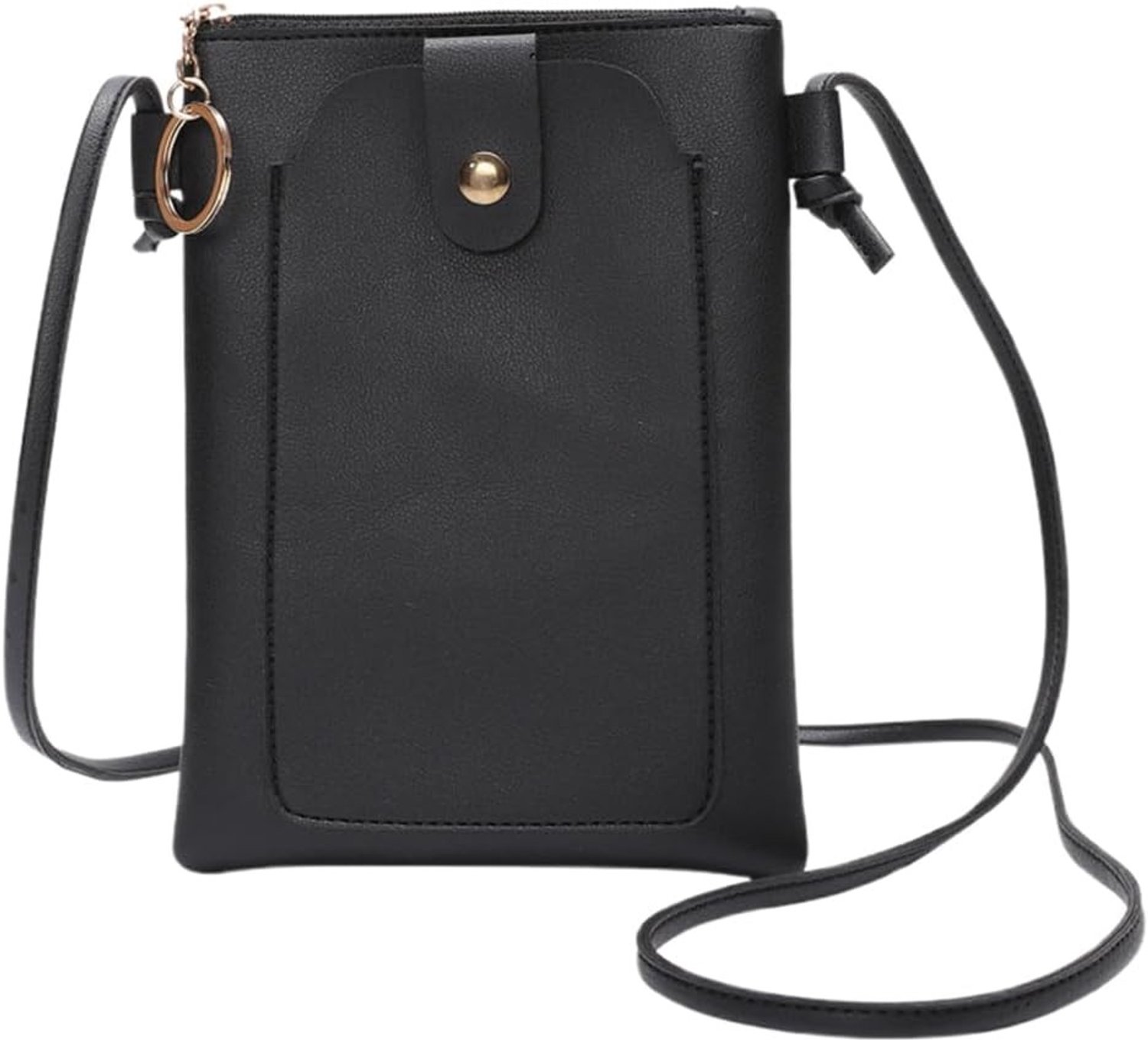 Dames Schoudertas van PU Leer, Kleine Telefoonhoes voor Winkelen, Dating en Wandelen, Zwart, Handige en Stijlvolle Accessoire