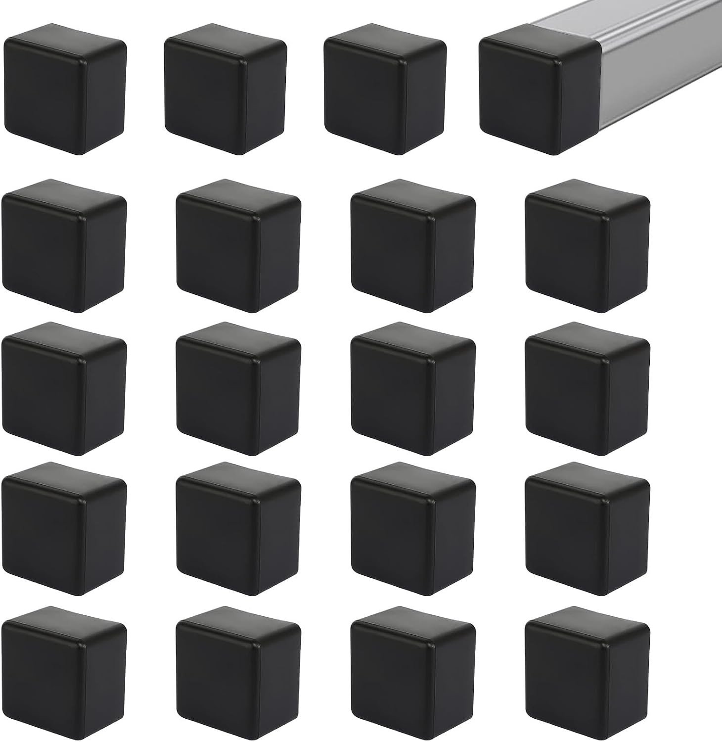 Set van 20 Plastic Eindkappen 40 x 40 cm voor Vierkante Buizen - Bescherming voor Meubels, Tuinhekken en Solar Rail Accessoires